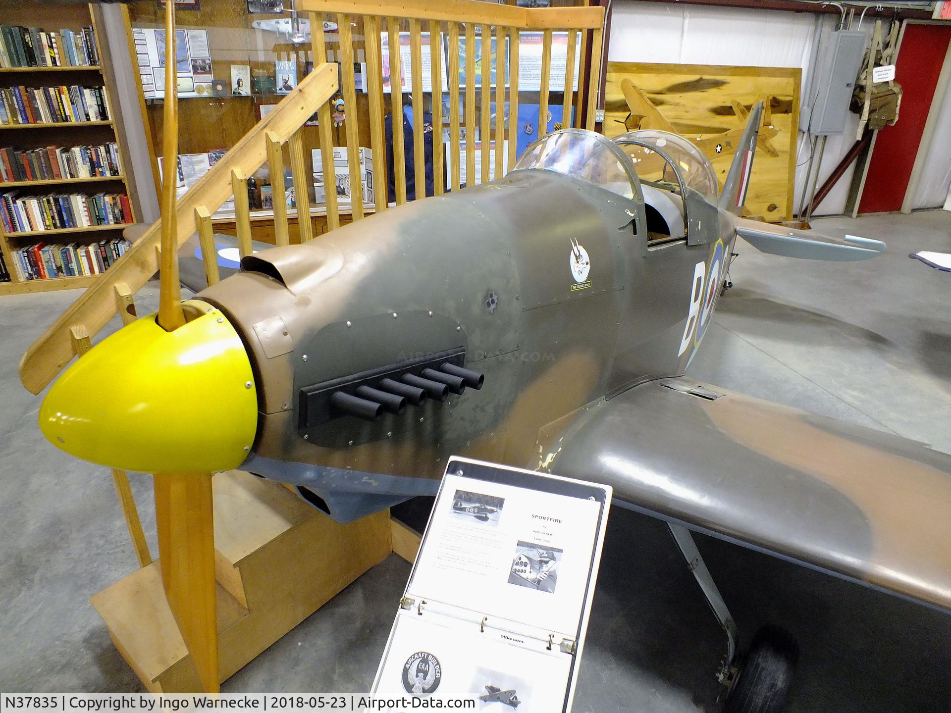 N37835, 1988 Gilbert Robert N DGA1-A C/N 1, Robert N. Gilbert DGA1-A Sportfire (3/4-scale Spitfire look-alike homebuilt) at the Western North Carolina Air Museum, Hendersonville NC
