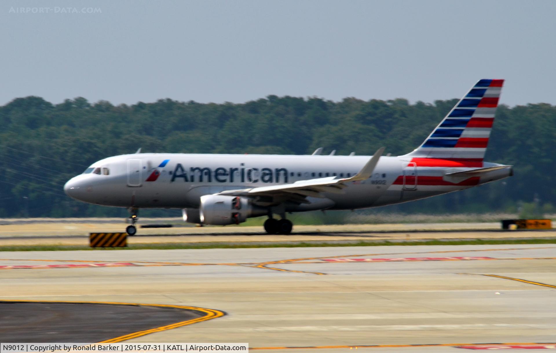N9012, 2013 Airbus A319-115 C/N 5810, Landing Atlanta