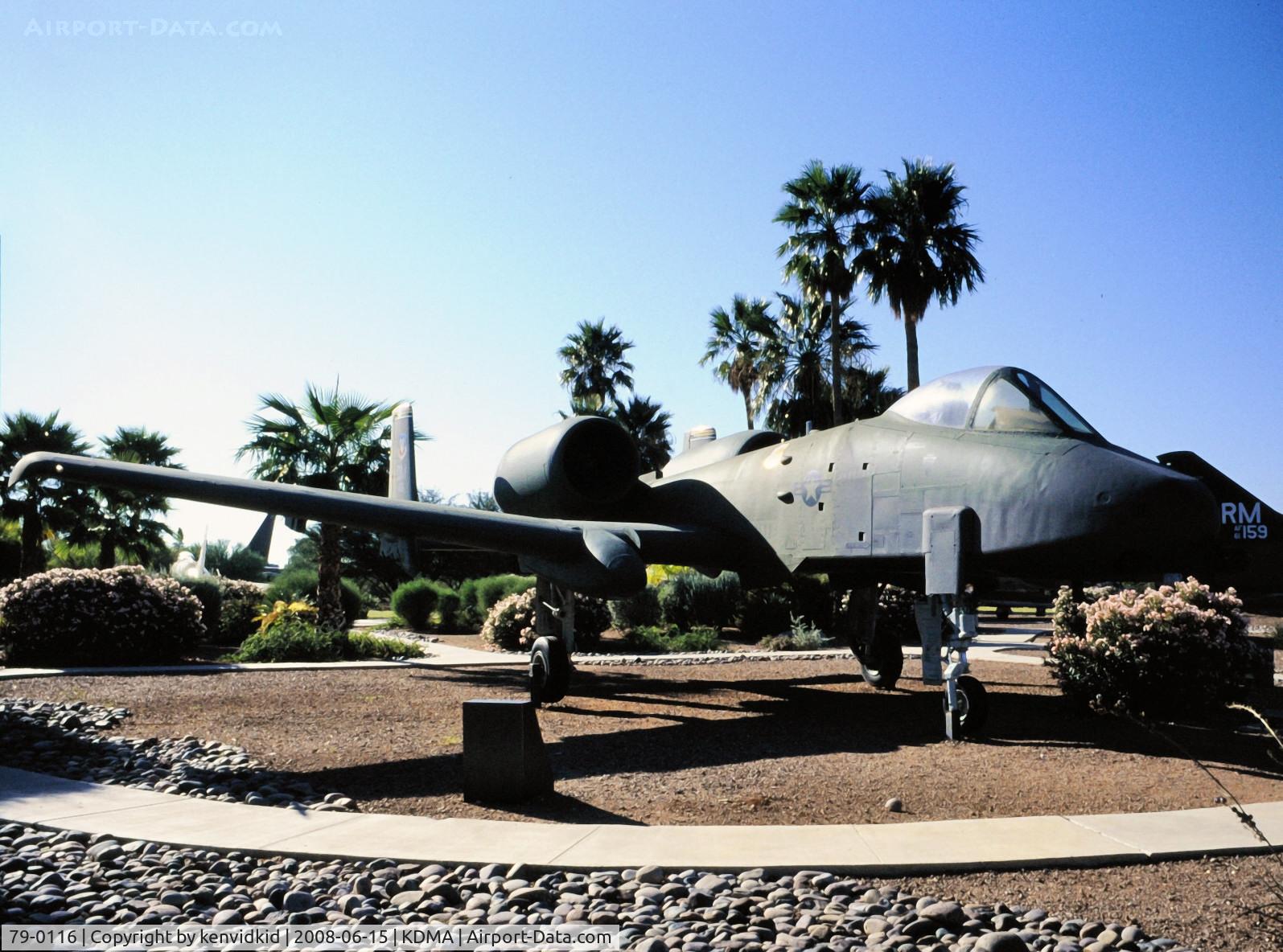 79-0116, 1979 Fairchild A-10A C/N A10-380, At Davis Monthan from an air-conditioned bus, circa 1996.