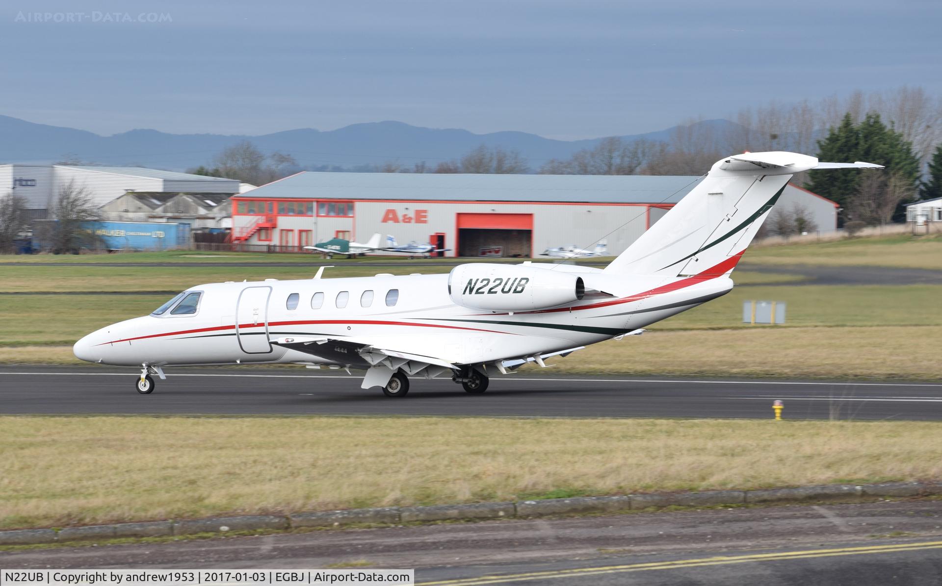 N22UB, 2014 Cessna 525C CitationJet CJ4 C/N 525C-0182, N22UB at Gloucestershire Airport.