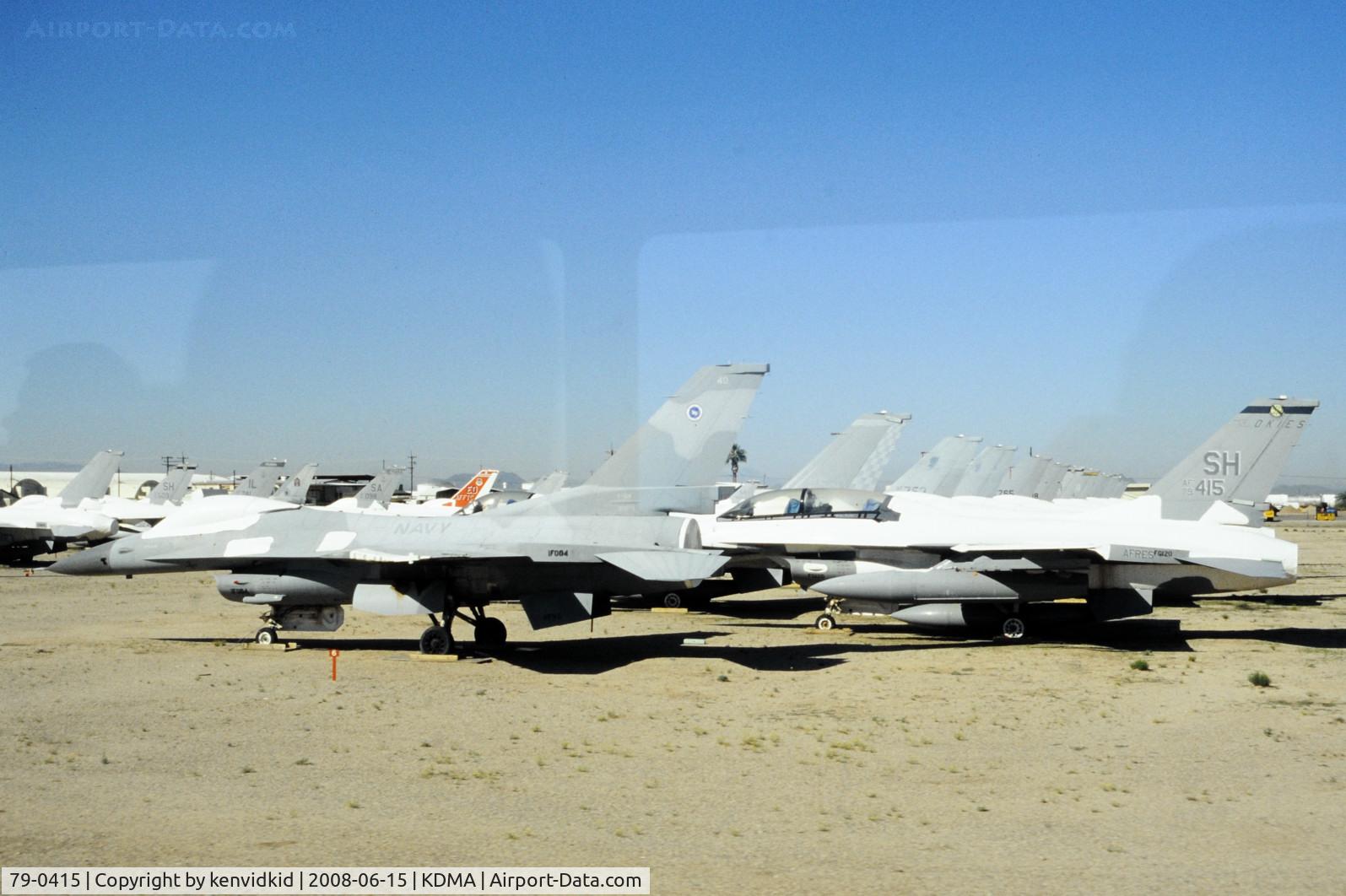79-0415, 1979 General Dynamics F-16B C/N 62-47, At Davis Monthan from an air-conditioned bus, circa 1996.