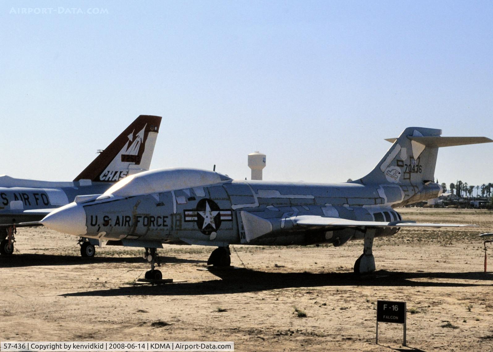 57-436, 1957 McDonnell F-101B Voodoo C/N 614, At Davis Monthan from an air-conditioned bus, circa 1996.