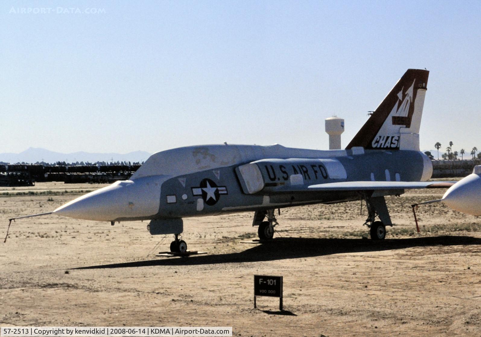 57-2513, 1957 Convair F-106B Delta Dart C/N 8-27-07, At Davis Monthan from an air-conditioned bus, circa 1996.