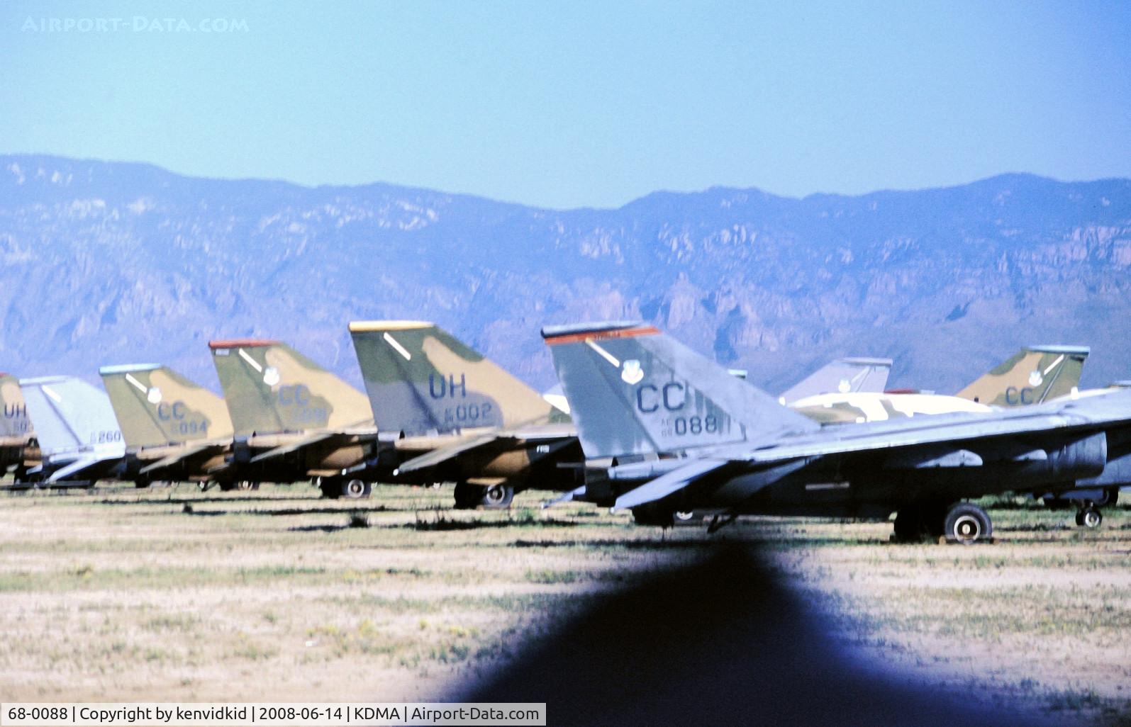 68-0088, 1971 General Dynamics F-111D C/N A6-04, At Davis Monthan from an air-conditioned bus, circa 1996.