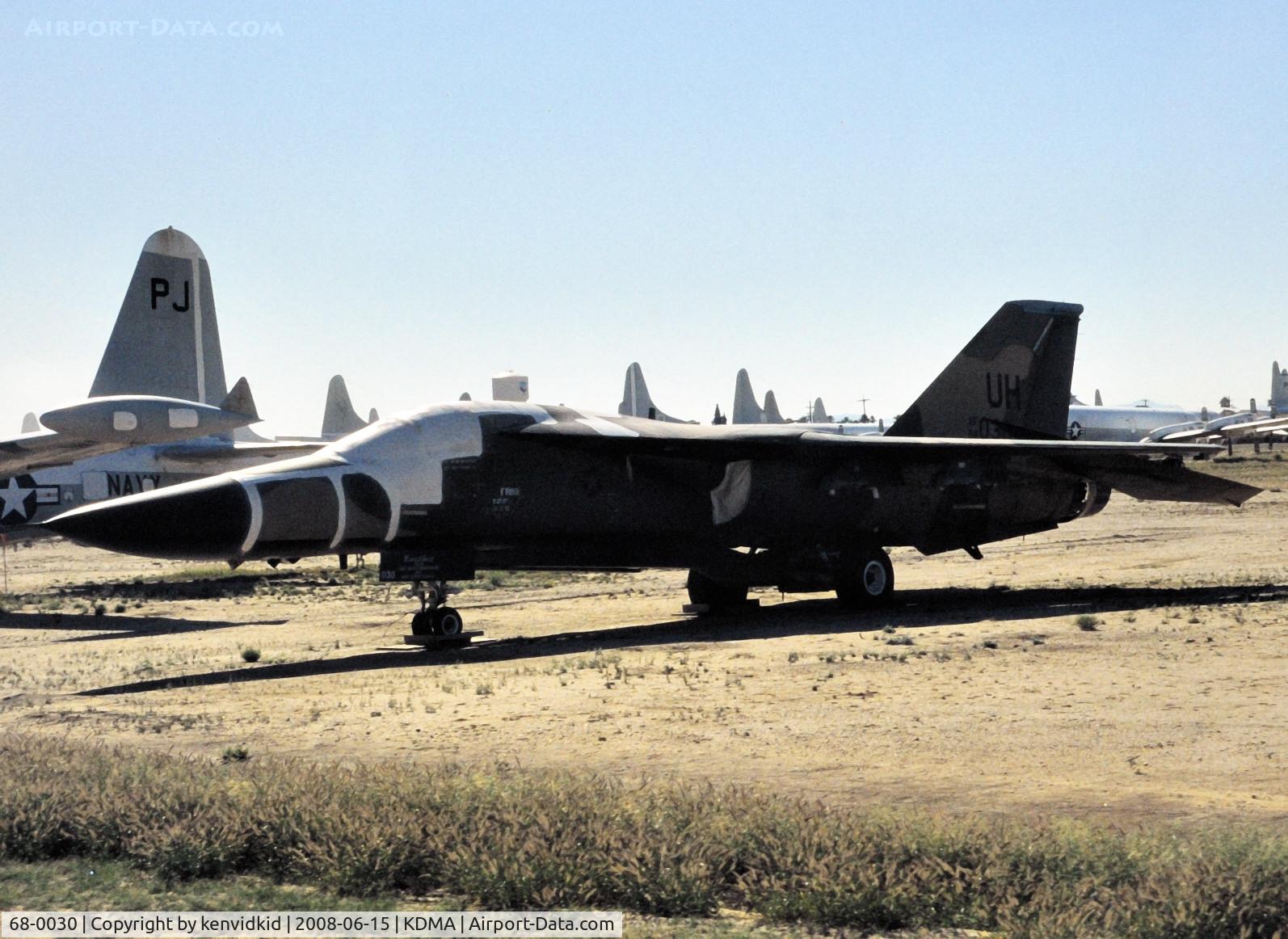 68-0030, 1968 General Dynamics F-111E Aardvark C/N A1-199, At Davis Monthan from an air-conditioned bus, circa 1996.