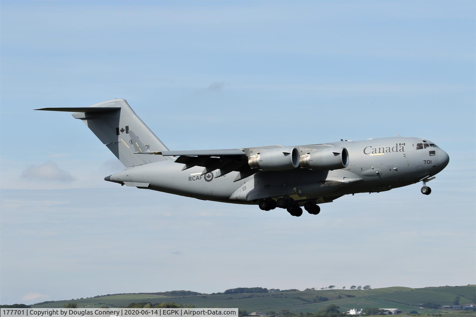 177701, 2007 Boeing CC-177-A (C-17) Globemaster III C/N 50178/F-177/CA-1, About to land at Prestwick airport