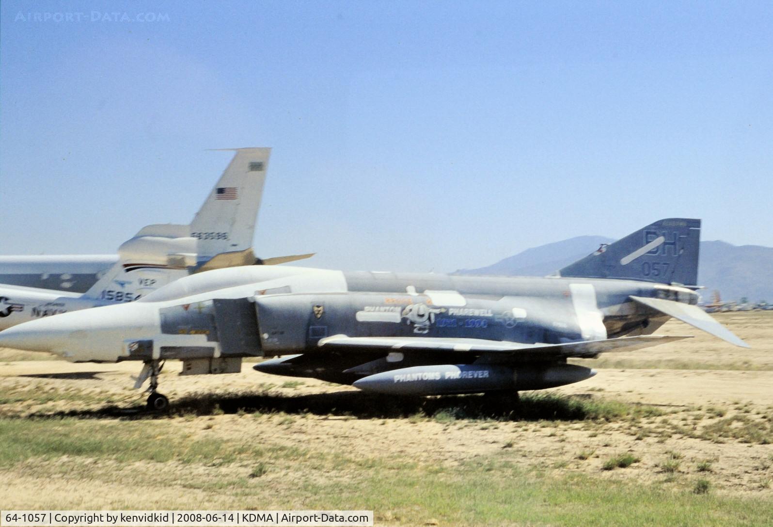 64-1057, 1964 McDonnell RF-4C Phantom II C/N 998, At Davis Monthan from an air-conditioned bus, circa 1996.