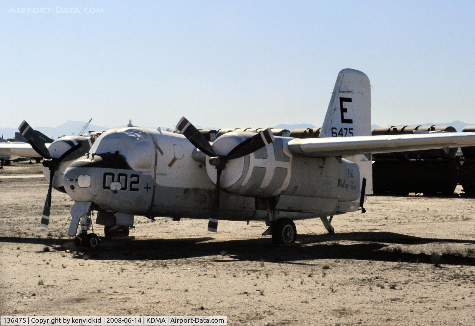 136475, Grumman S-2A Tracker C/N G-384, At Davis Monthan from an air-conditioned bus, circa 1996.