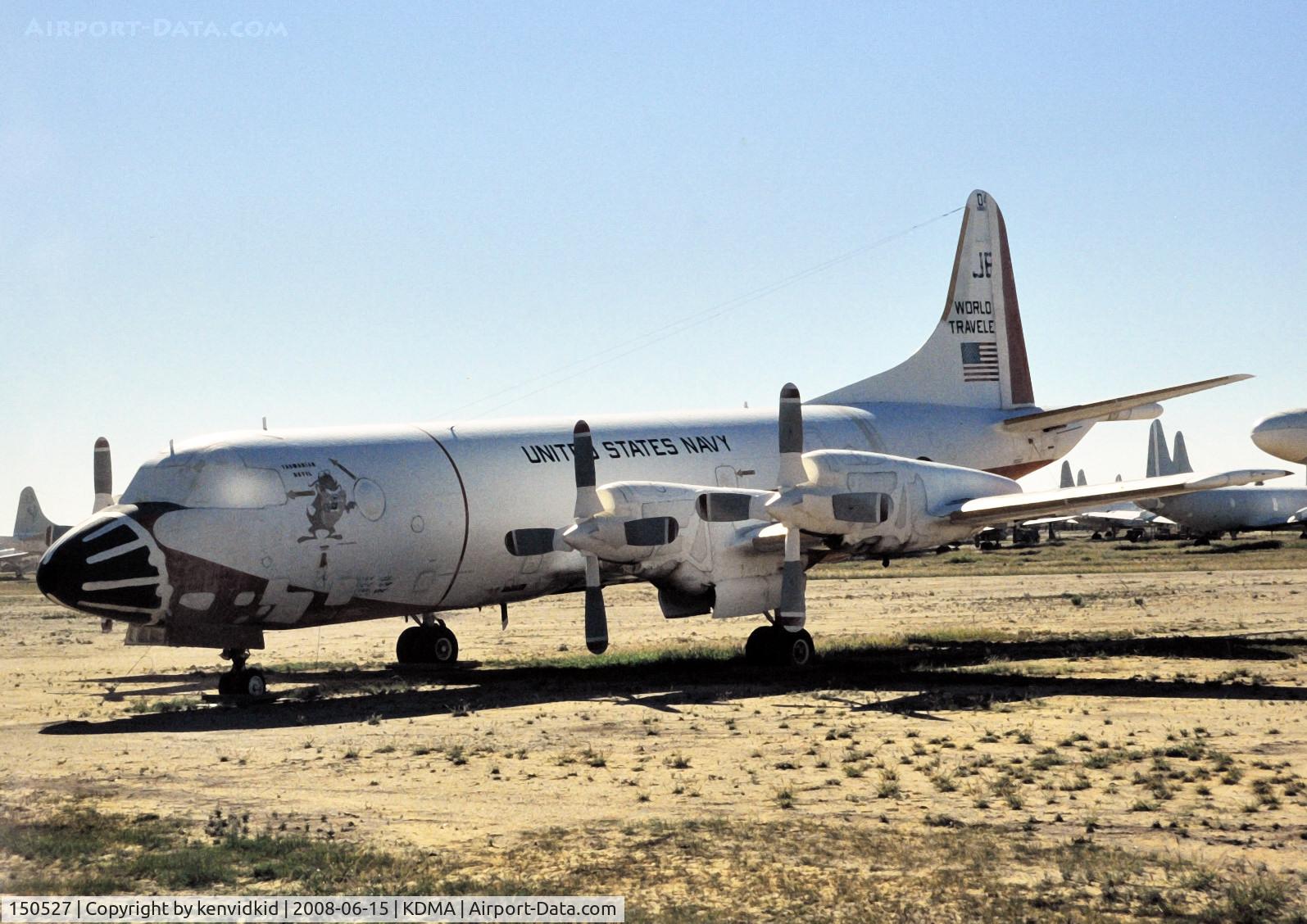 150527, Lockheed P-3A Orion C/N 185-5053, At Davis Monthan from an air-conditioned bus, circa 1996.