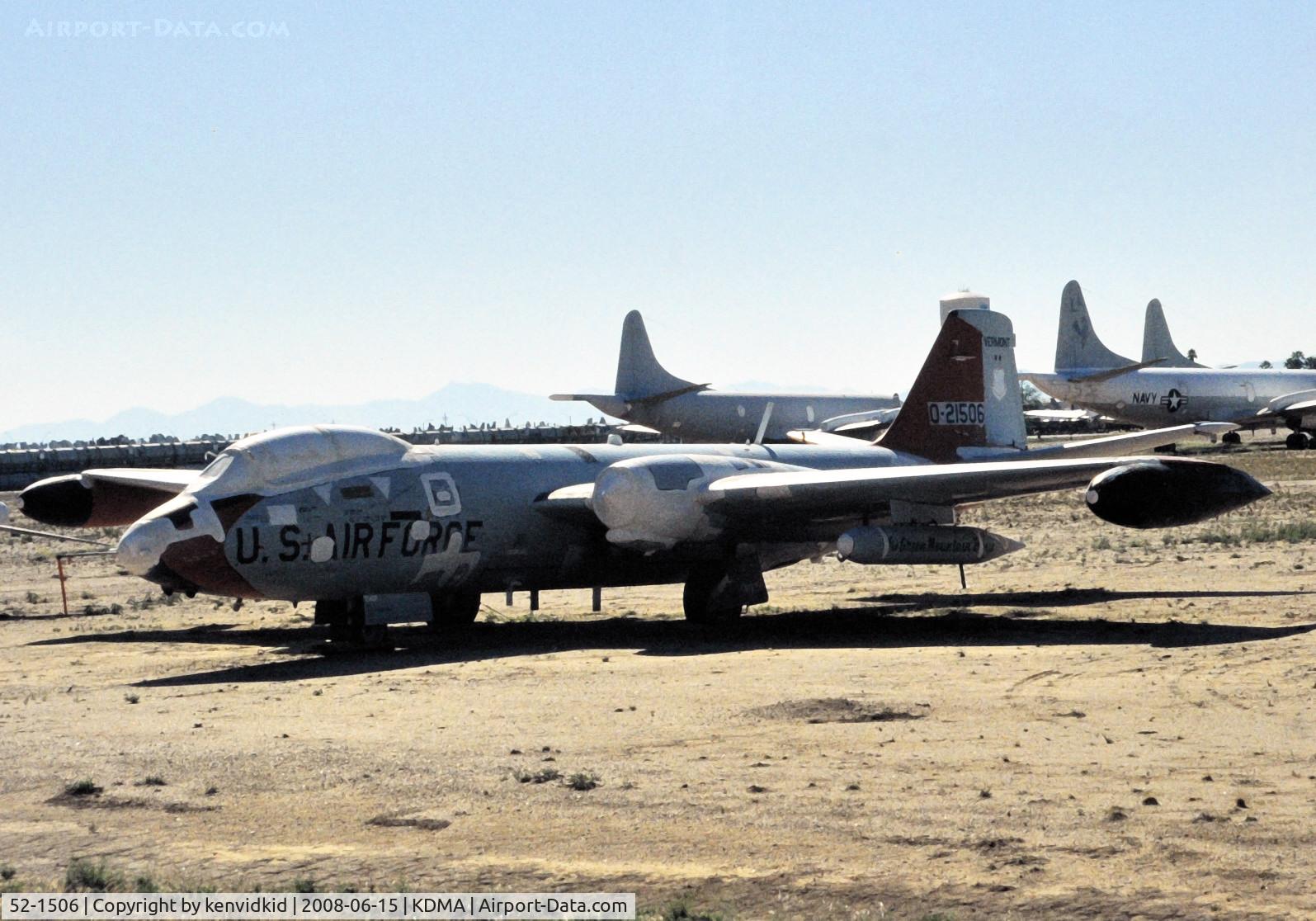 52-1506, 1952 Martin EB-57B Canberra C/N 089, At Davis Monthan from an air-conditioned bus, circa 1996.