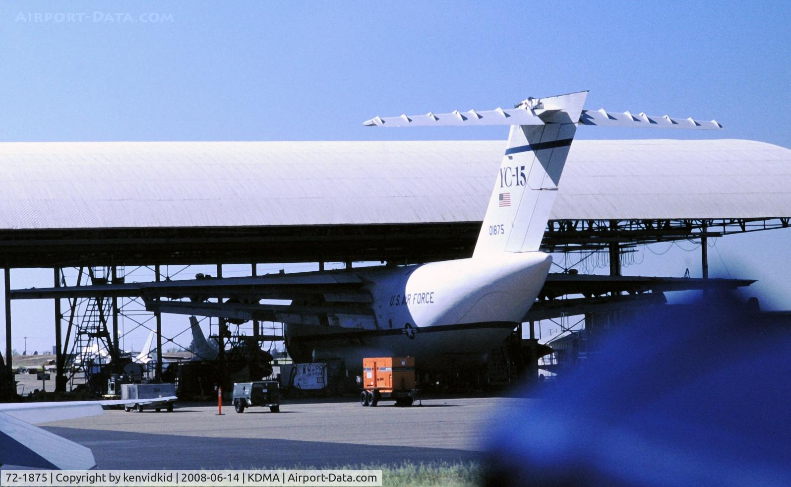 72-1875, 1975 McDonnell Douglas YC-15A C/N CX001, At Davis Monthan from an air-conditioned bus, circa 1996.