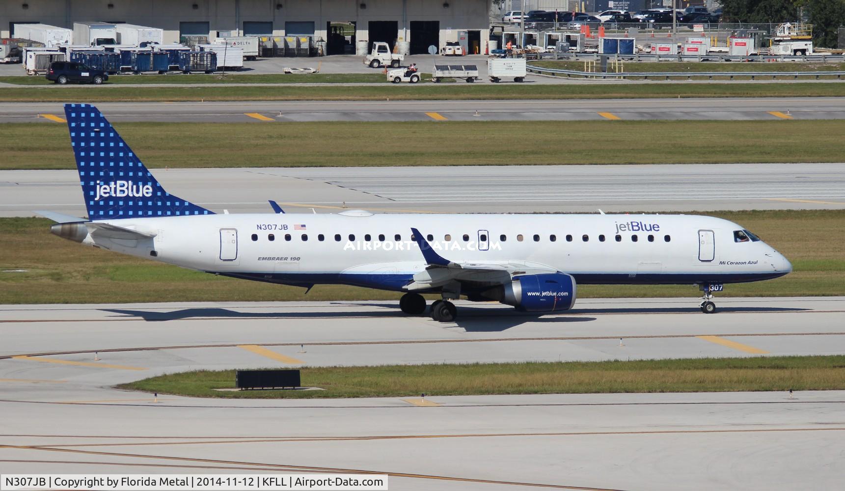 N307JB, 2009 Embraer ERJ-190-100 IGW 190AR C/N 19000286, FLL 2014