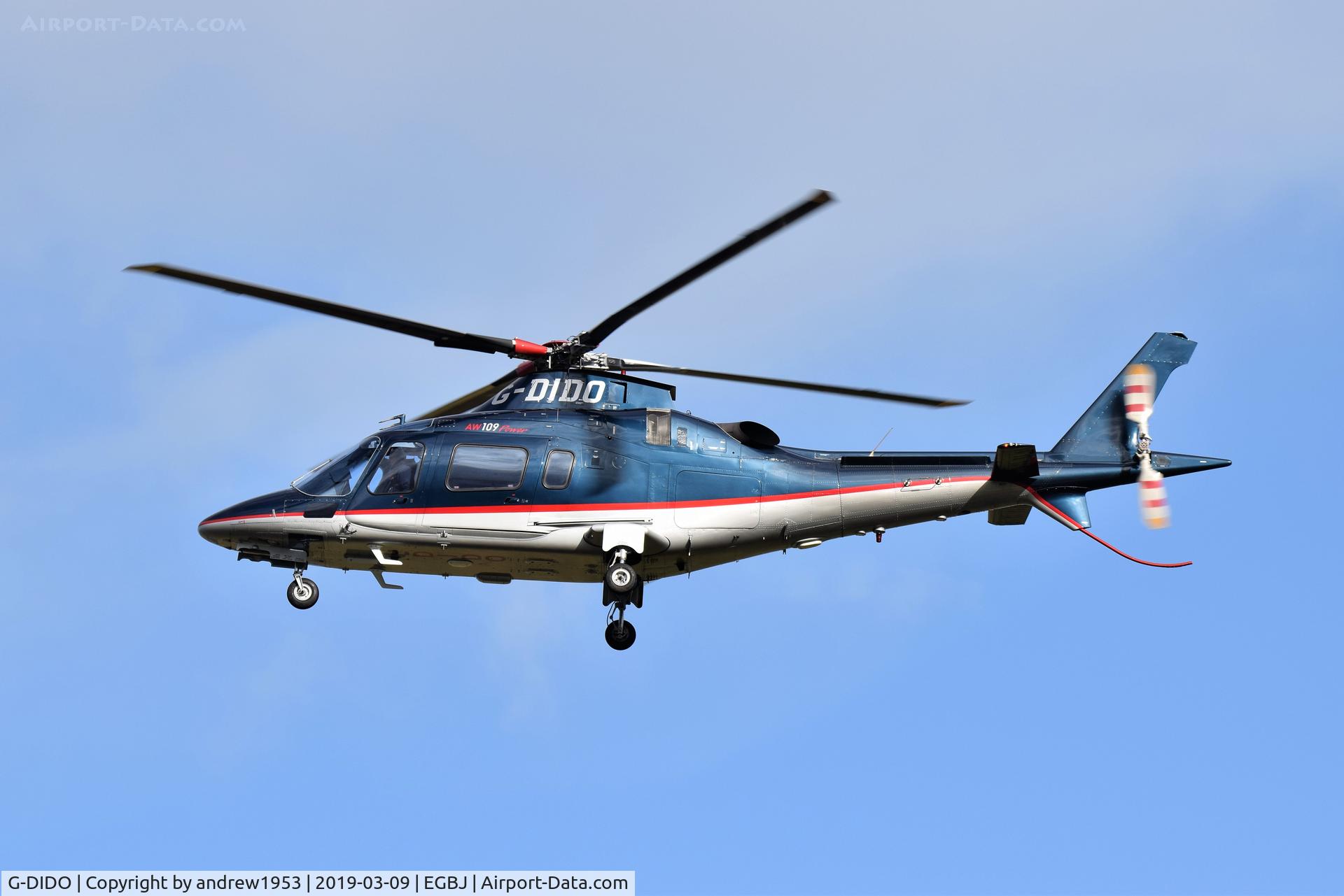 G-DIDO, 2004 Agusta A-109E Power C/N 11617, G-DIDO landing at Gloucestershire Airport.