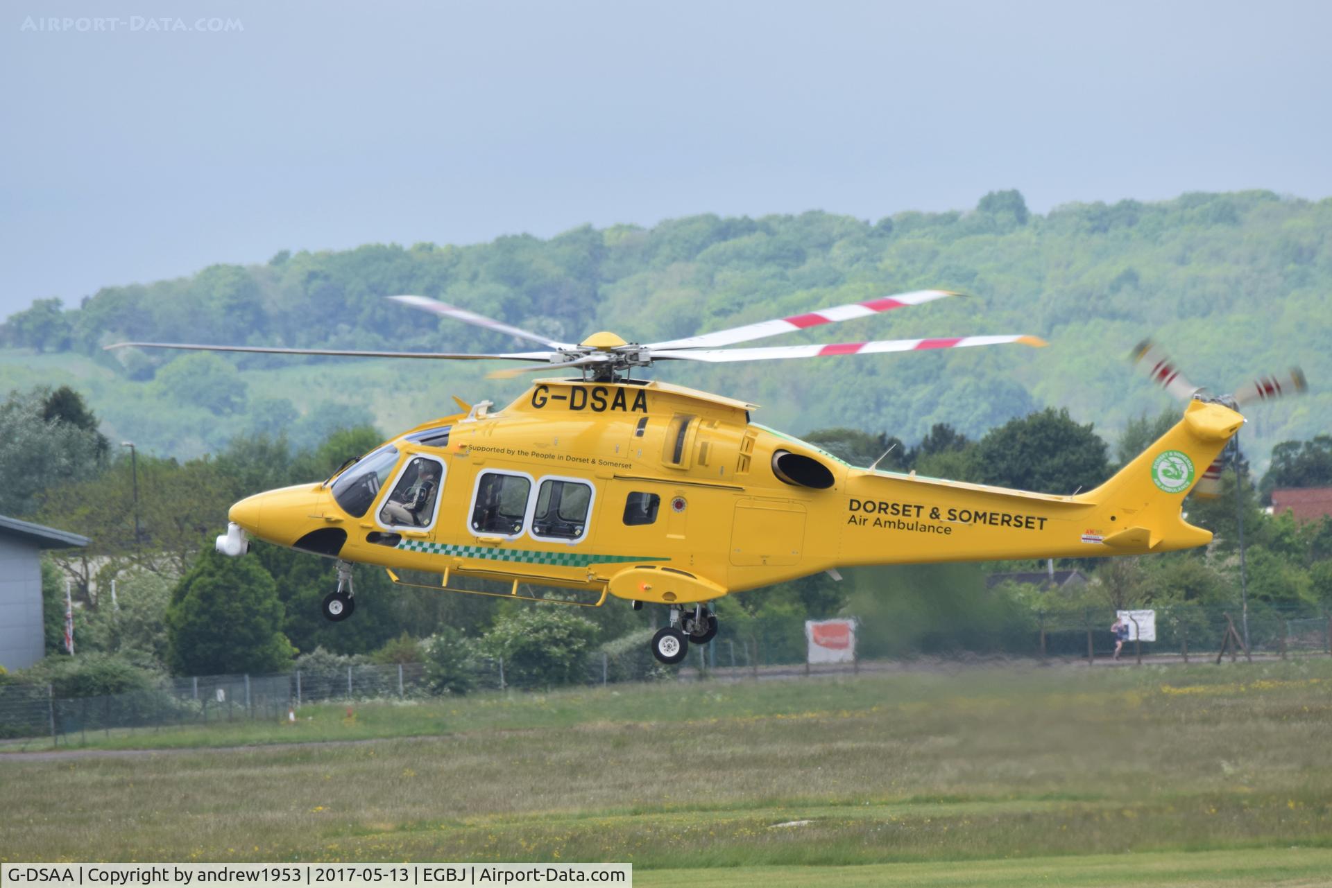G-DSAA, 2016 Leonardo AW-169 C/N 69027, G-DSAA landing at Gloucestershire Airport.