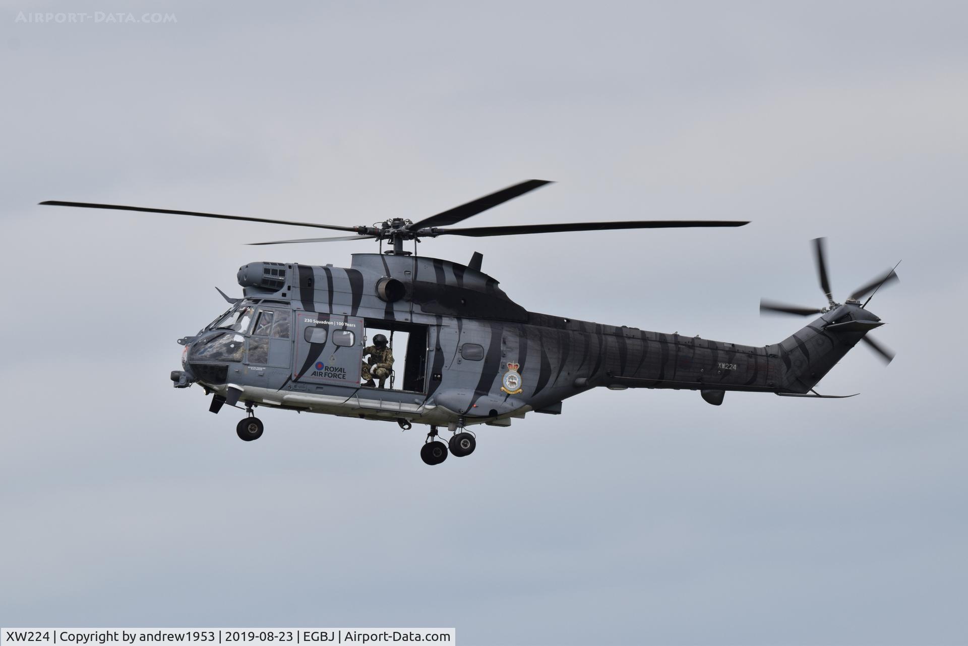 XW224, 1972 Westland Puma HC.2 C/N 1166, XW224 landing at Gloucestershire Airport.