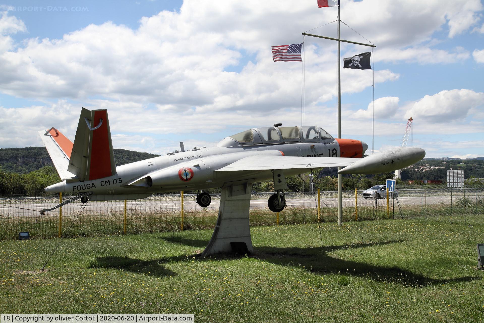 18, Fouga CM-175 Zephyr C/N 18, in a shop's backyard