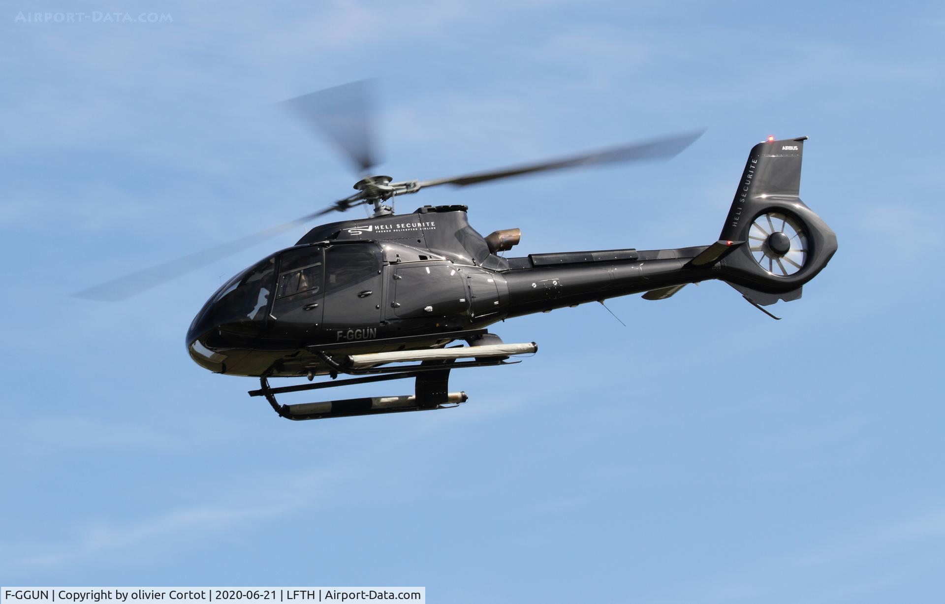 F-GGUN, Eurocopter EC-130T-2 C/N 8322, bringing back some rich passengers from Saint Tropez to their private jet
