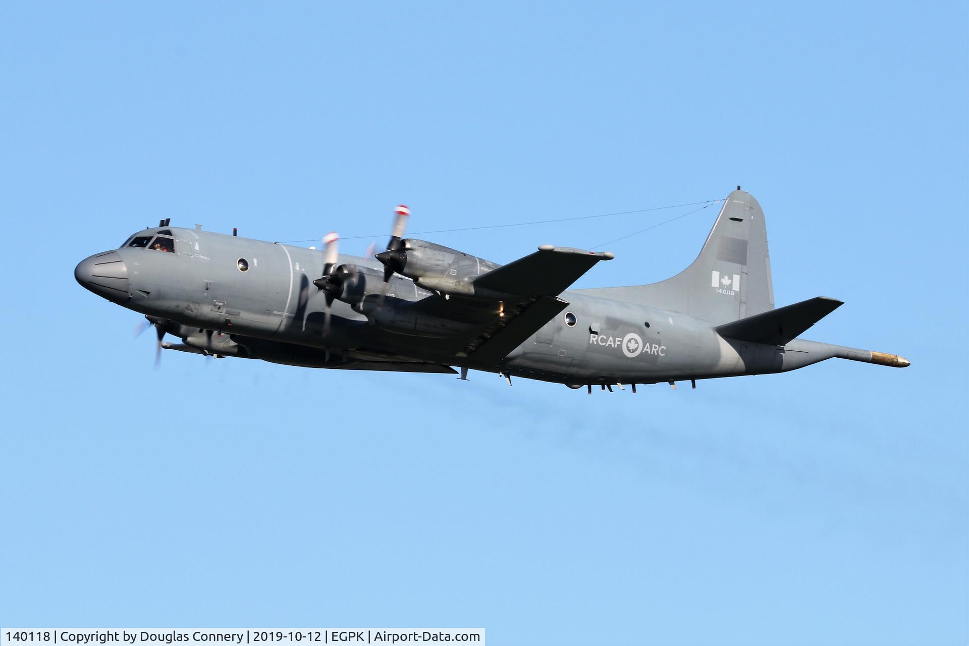 140118, 1981 Lockheed CP-140 Aurora C/N 285B-5725, departing Prestwick on another training sortie for Joint Warrior