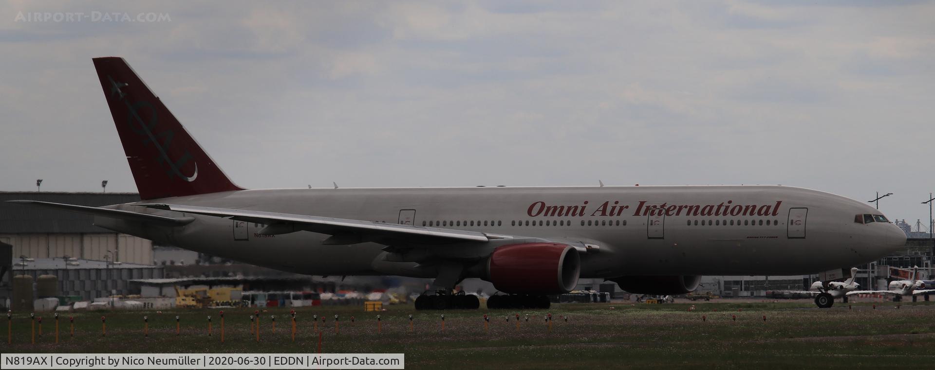 N819AX, 2004 Boeing 777-2U8 C/N 33681, Omni Air International (US Army charter flight) departures in EDDN/NUE