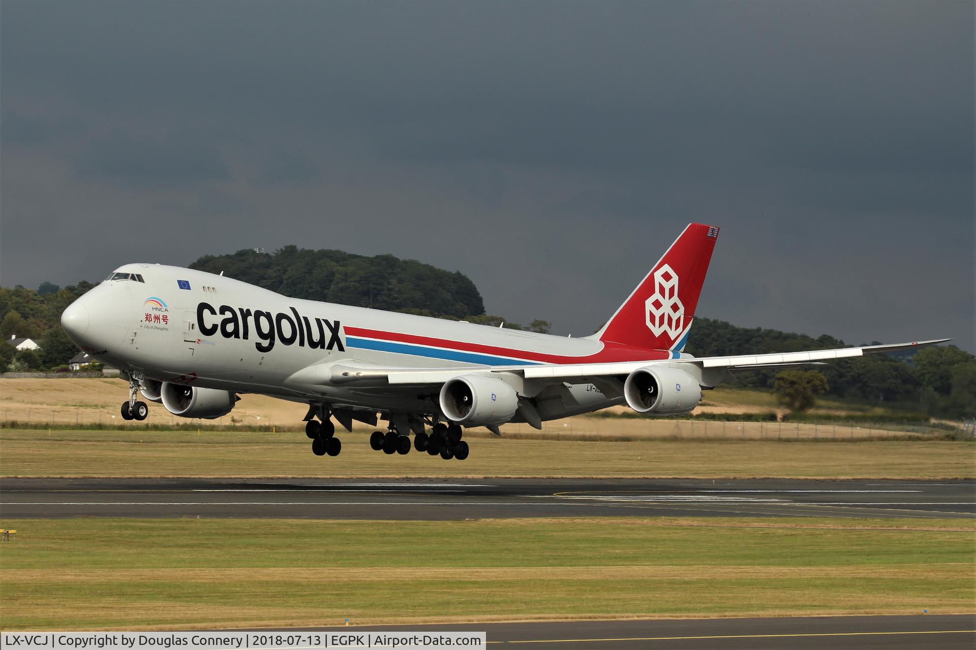 LX-VCJ, 2014 Boeing 747-8R7F C/N 38077, On finals for runway 30 at Prestwick