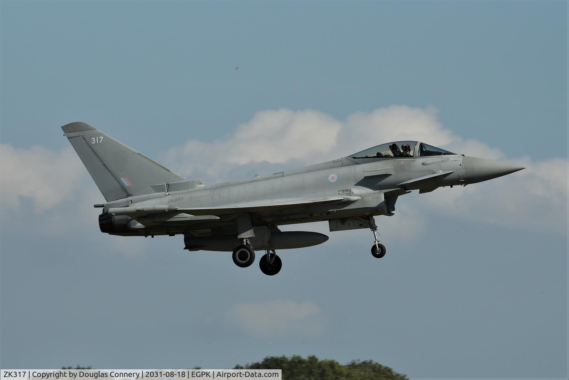 ZK317, Eurofighter EF-2000 Typhoon FGR4 C/N BS078, Spare for the Display Typhoon landing at Prestwick airport