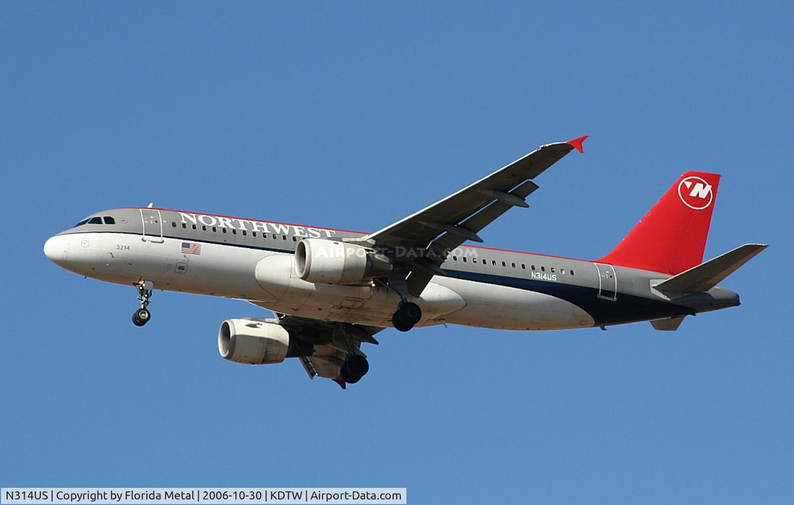 N314US, 1991 Airbus A320-211 C/N 160, DTW 2006