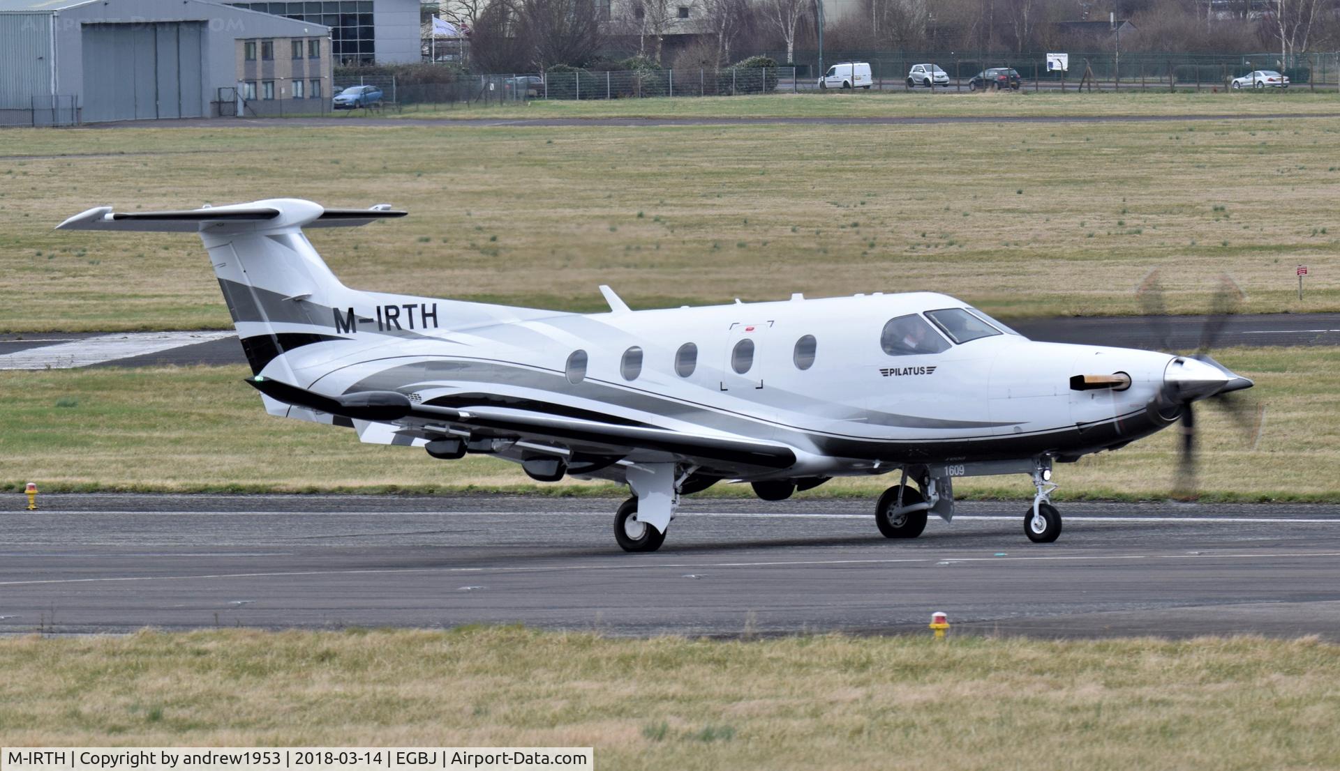 M-IRTH, 2016 Pilatus PC-12/47E C/N 1609, M-IRTH at Gloucestershire Airport.