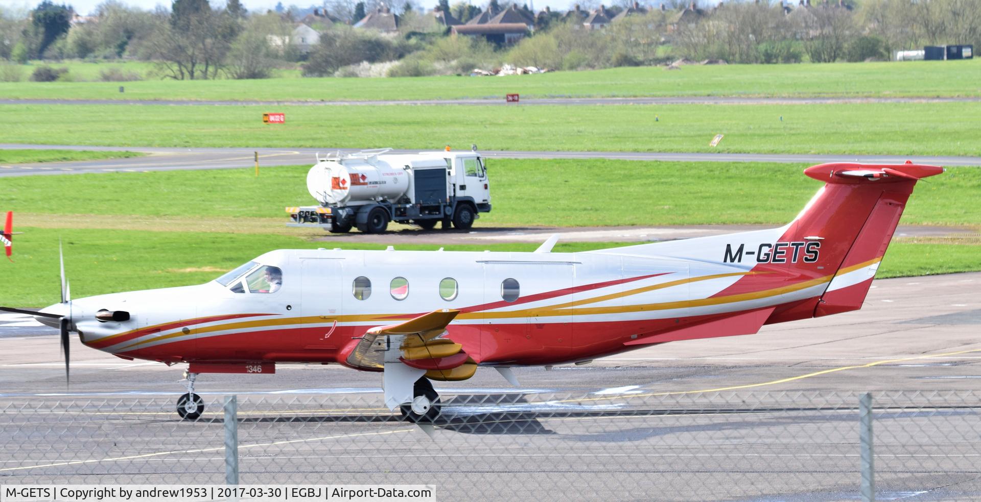 M-GETS, 2012 Pilatus PC-12/47E C/N 1346, M-GETS at Gloucestershire Airport.