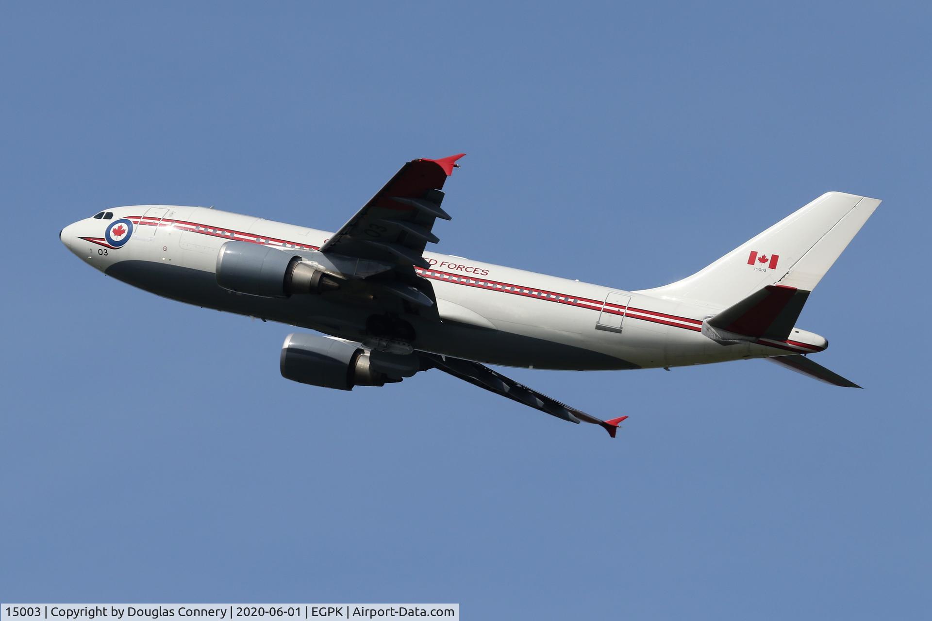 15003, 1986 Airbus CC-150 Polaris (A310-304(F)) C/N 425, On a steep climb out of Prestwick in the Retro colour scheme