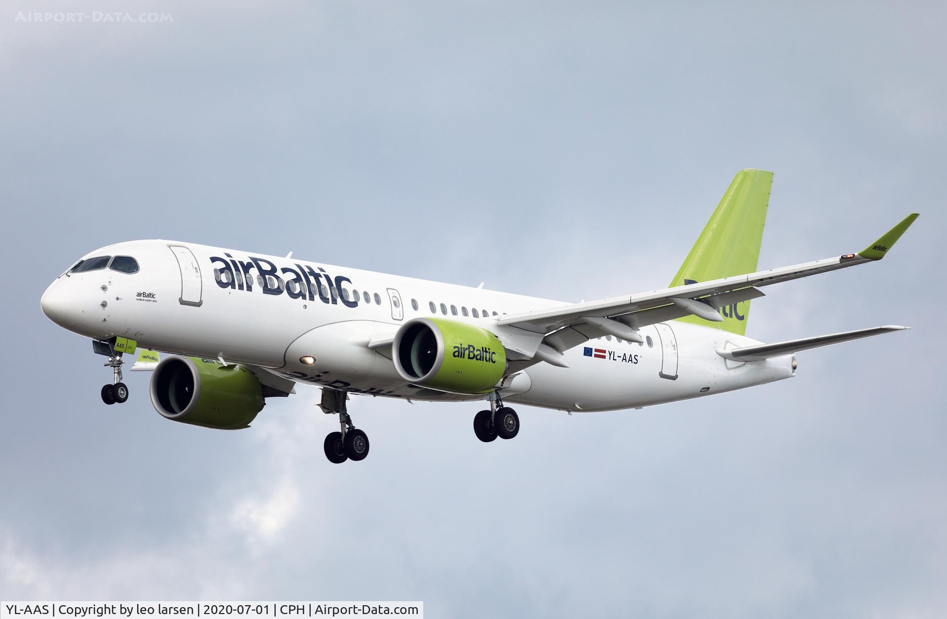 YL-AAS, 2019 Airbus A220-300 C/N 55054, Copenhagen 1.7.2020