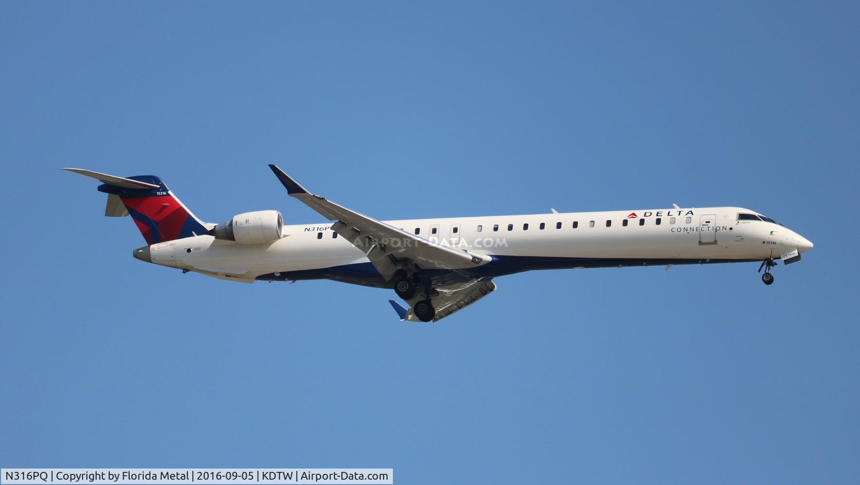 N316PQ, 2014 Bombardier CRJ-900LR (CL-600-2D24) C/N 15316, DTW 2016