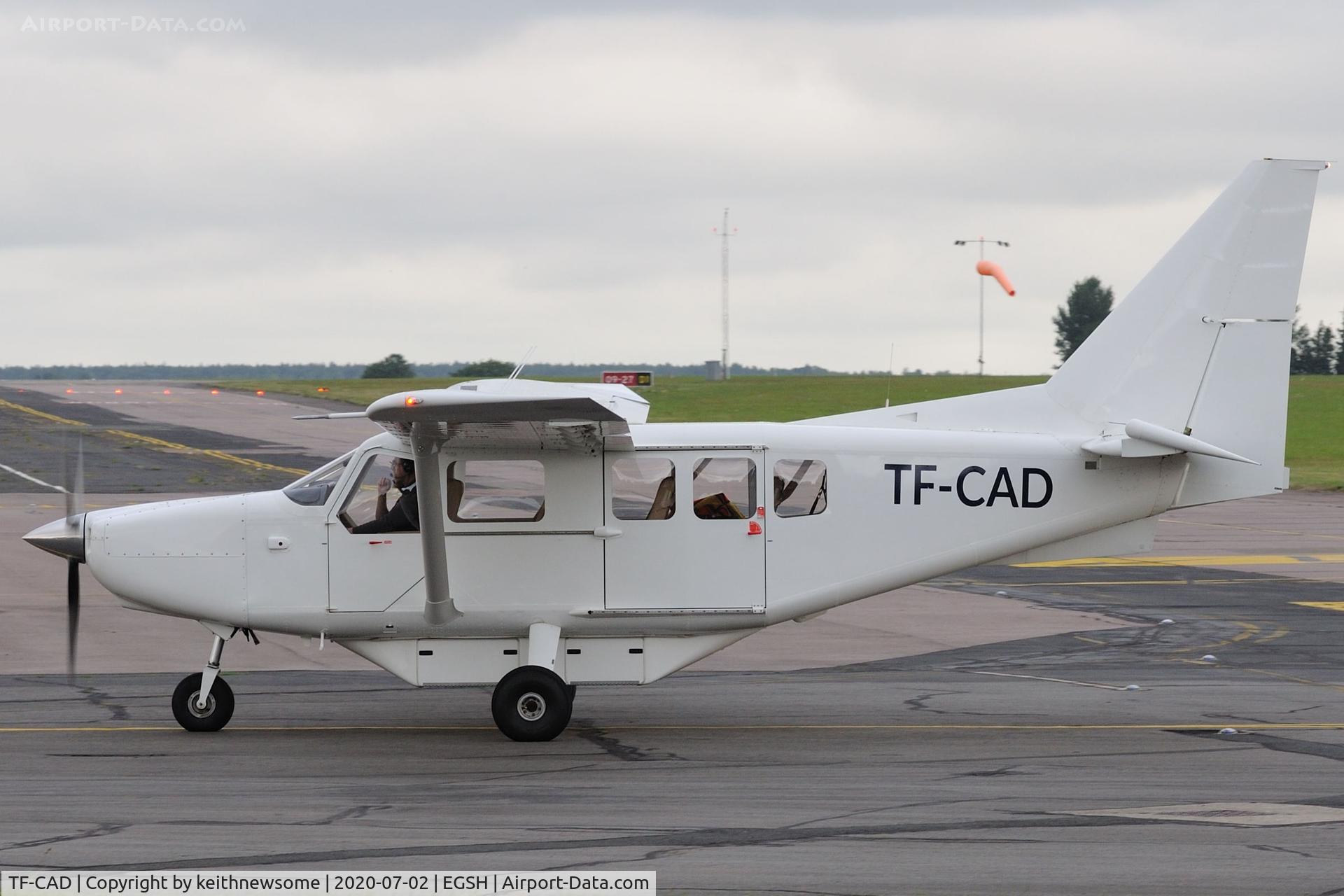 TF-CAD, Gippsland GA-8TC 320 Airvan C/N A8-TC-320-11-169, Arriving at Norwich from Wick.