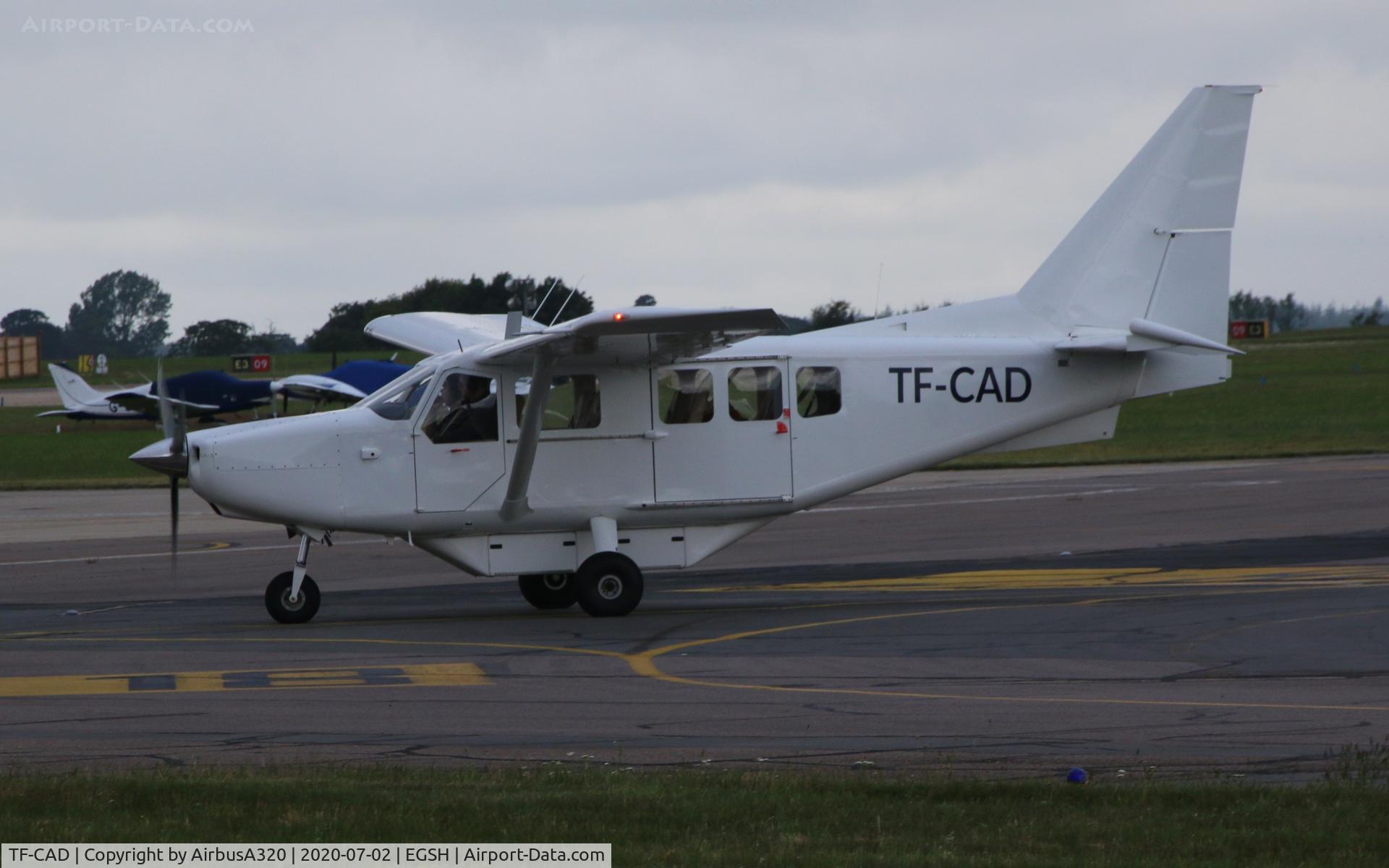 TF-CAD, Gippsland GA-8TC 320 Airvan C/N A8-TC-320-11-169, Arriving at the Saxon ramp Norwich