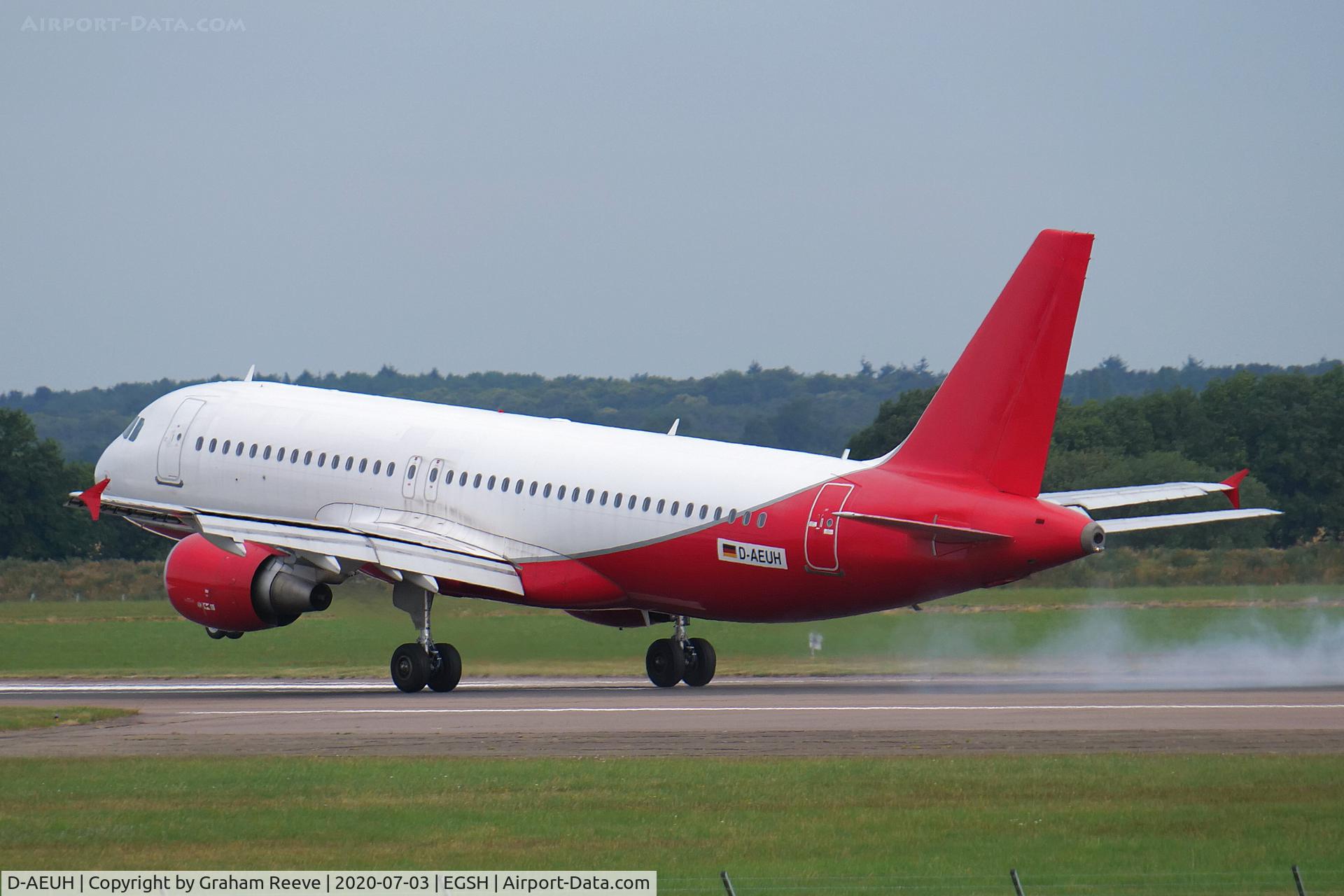 D-AEUH, 2010 Airbus A320-214 C/N 4329, Landing at Norwich.