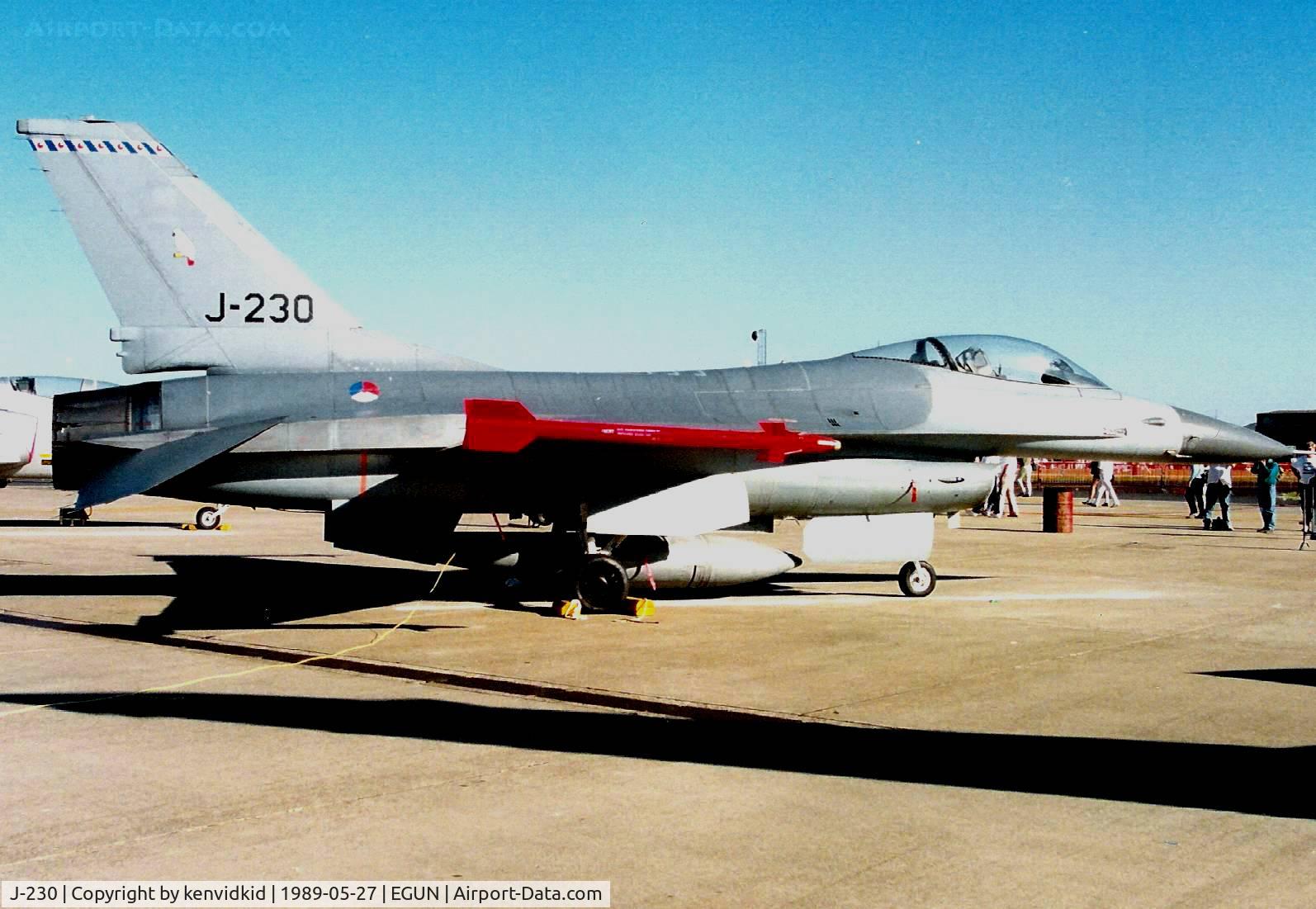 J-230, 1978 Fokker F-16A Fighting Falcon C/N 6D-19, At the 1989 Mildenhall Air Fete.