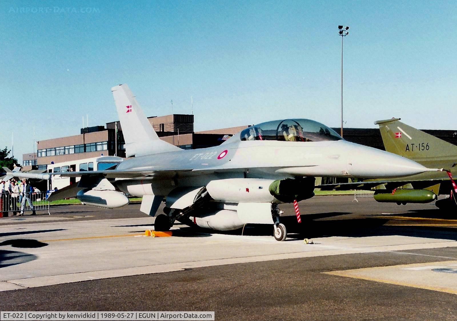 ET-022, 1987 General Dynamics F-16BM Fighting Falcon C/N 6G-16, At the 1989 Mildenhall Air Fete.