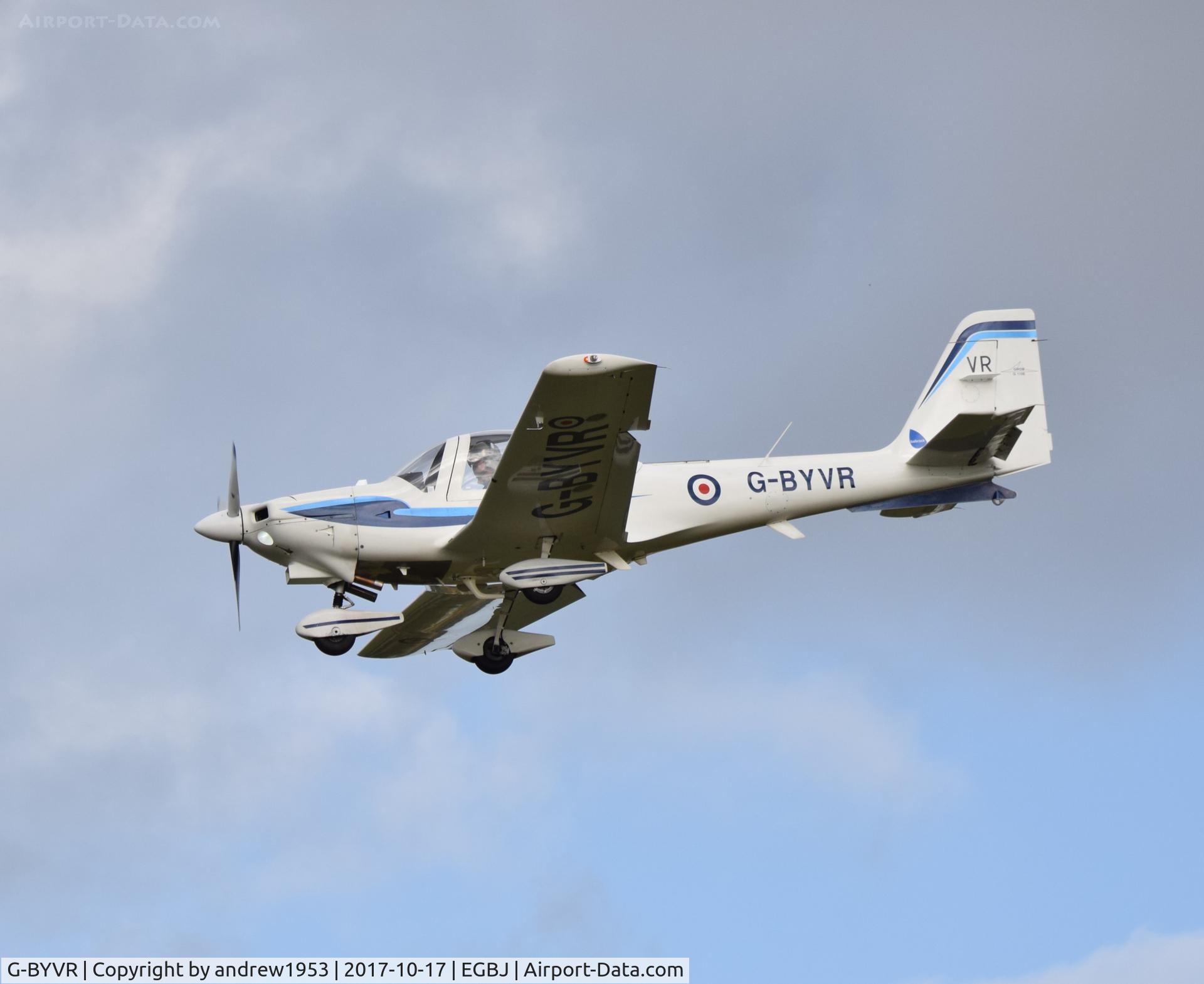 G-BYVR, 2000 Grob G-115E Tutor T1 C/N 82127/E, G-BYVR landing at Gloucestershire Airport.