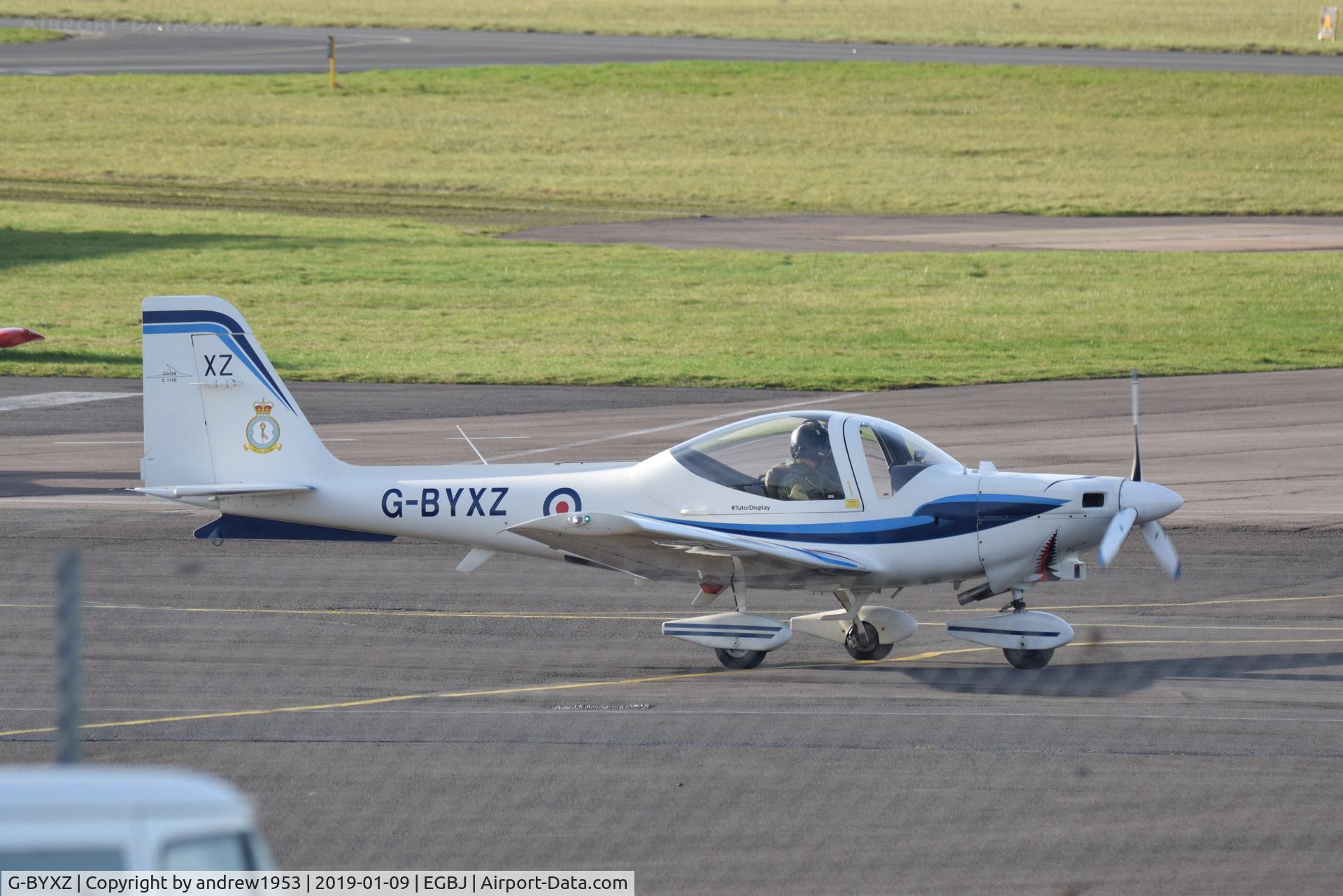 G-BYXZ, 2001 Grob G-115E Tutor T1 C/N 82182/E, G-BYXZ at Gloucestershire Airport.