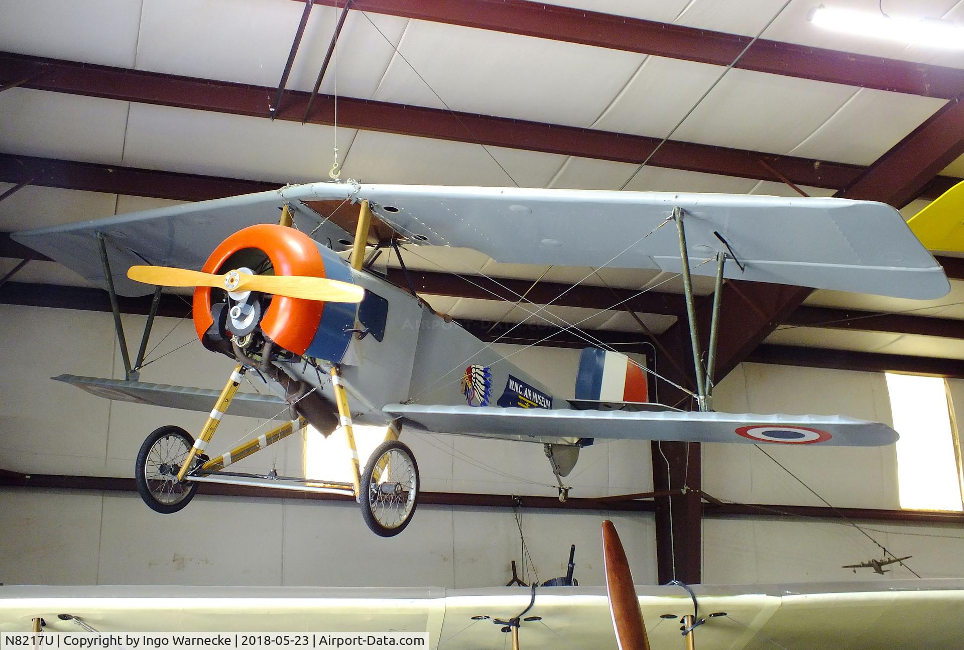 N8217U, 1990 Nieuport Replica C/N DWE001, D W Elliot Nieuport 11 C1 Bébé 7/8-scale replica at the Western North Carolina Air Museum, Hendersonville NC