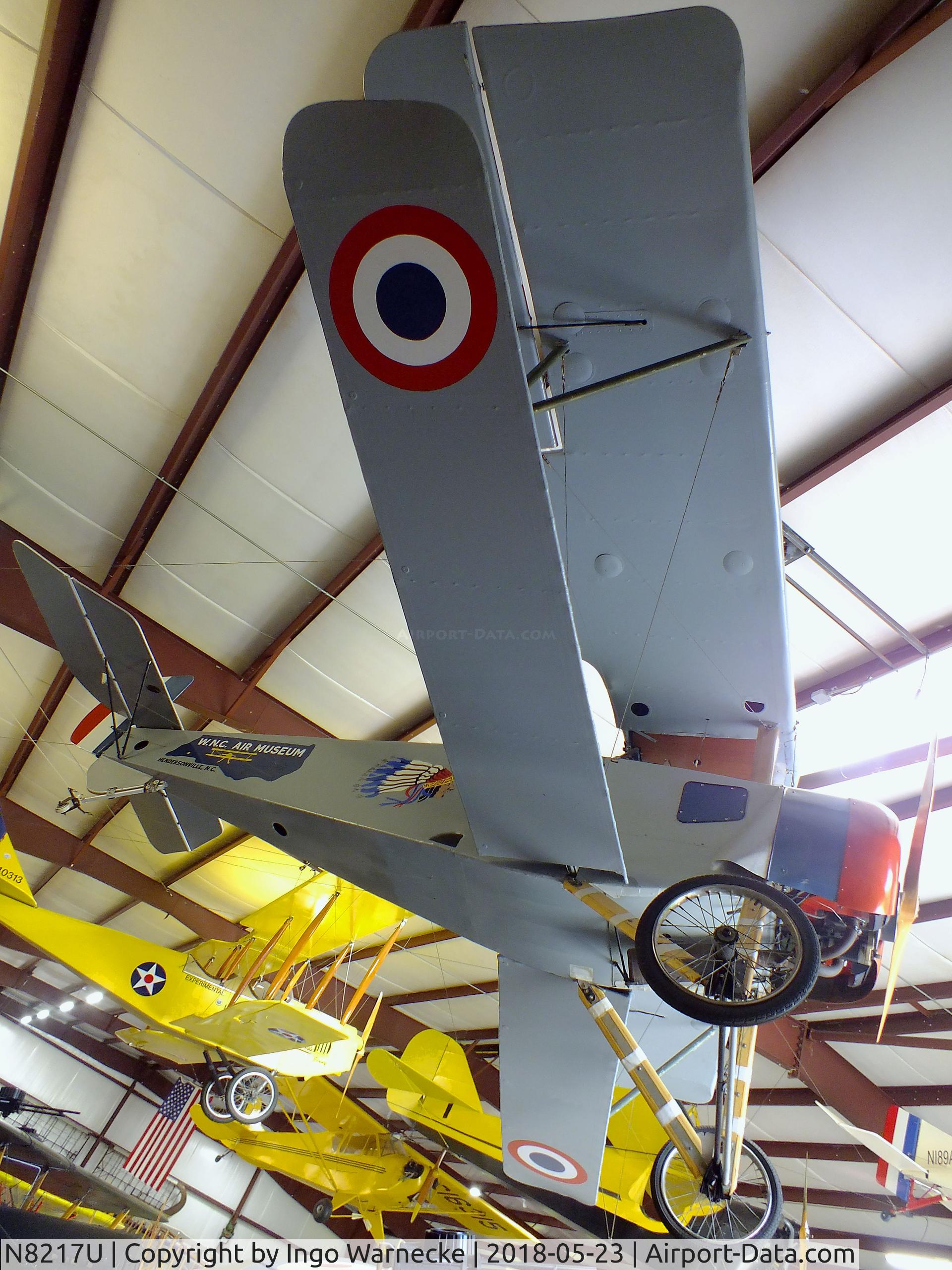 N8217U, 1990 Nieuport Replica C/N DWE001, D W Elliot Nieuport 11 C1 Bébé 7/8-scale replica at the Western North Carolina Air Museum, Hendersonville NC