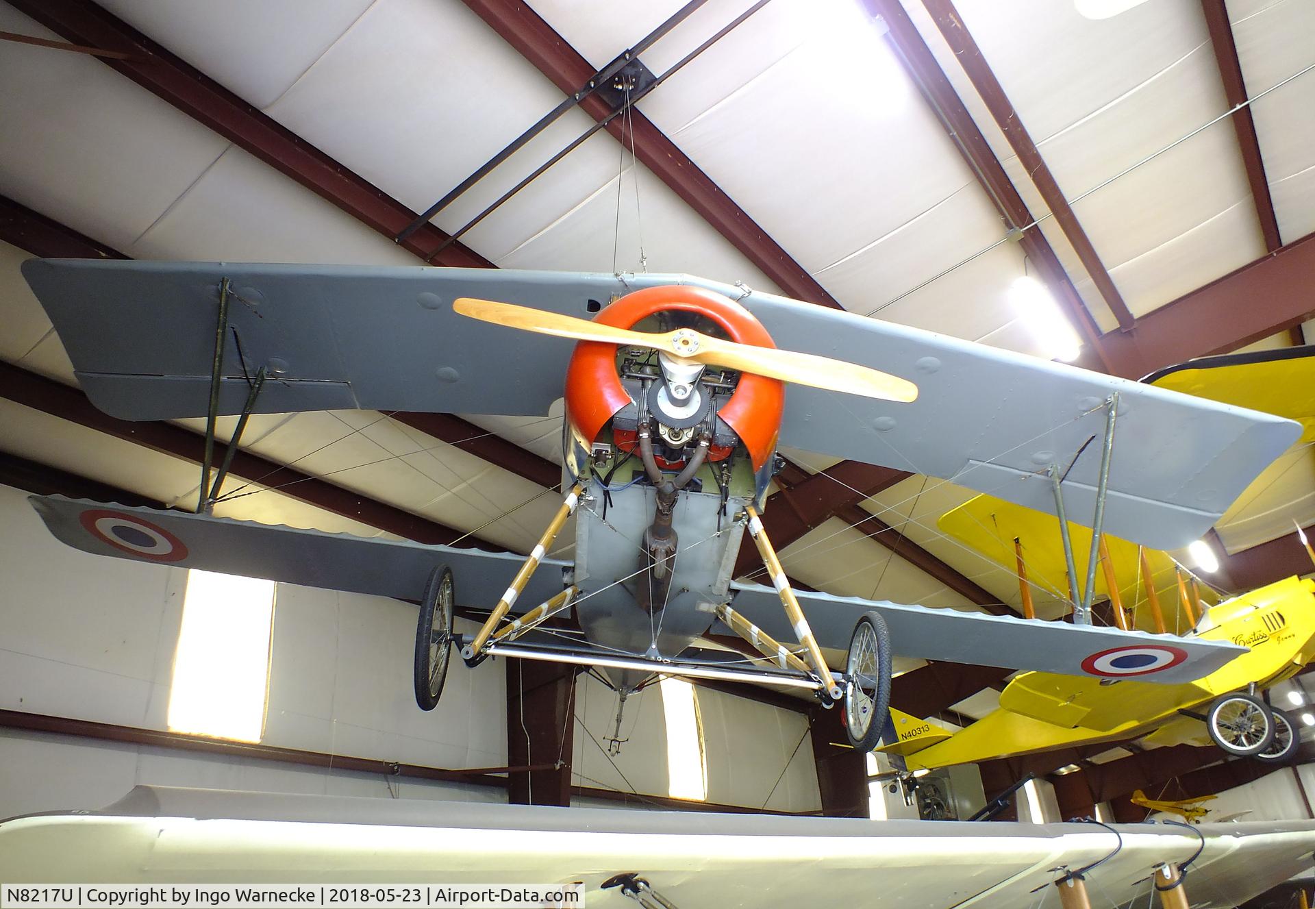 N8217U, 1990 Nieuport Replica C/N DWE001, D W Elliot Nieuport 11 C1 Bébé 7/8-scale replica at the Western North Carolina Air Museum, Hendersonville NC