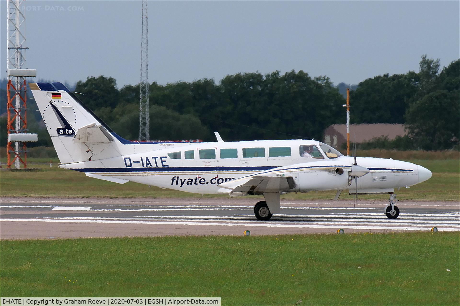 D-IATE, 1987 Reims F406 Caravan II C/N F406-0007, Departing from Norwich.