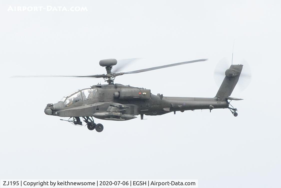 ZJ195, Westland WAH-64 Apache C/N DU030/WAH30, Leaving Norwich.