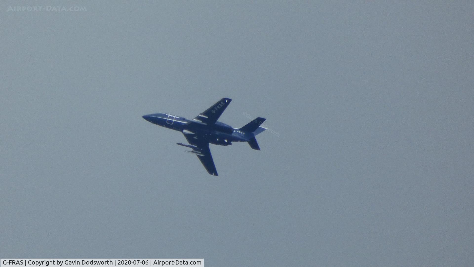 G-FRAS, 1967 Dassault Falcon (Mystere) 20DC C/N 82, Over Darlington on July 6th after departing Teesside International