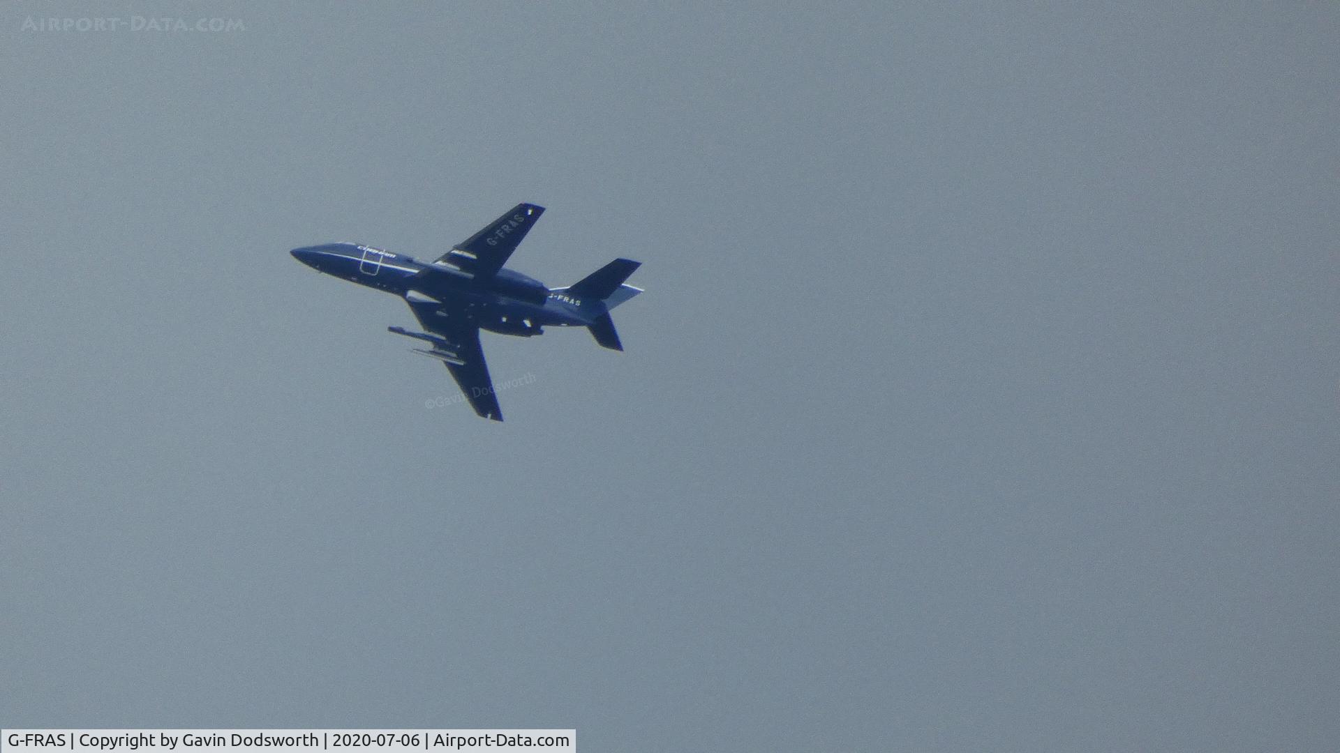 G-FRAS, 1967 Dassault Falcon (Mystere) 20DC C/N 82, Over Darlington on July 6th after departing Teesside International