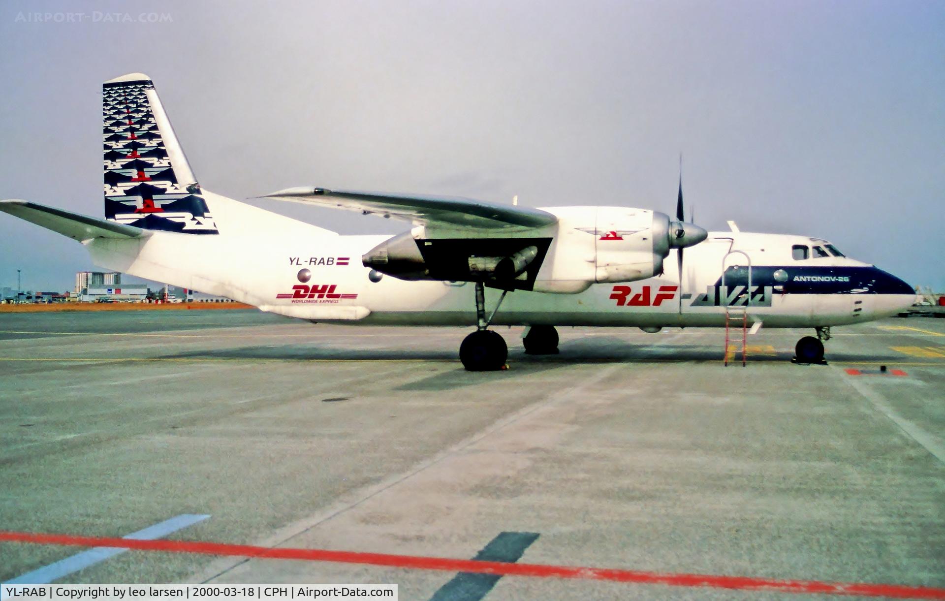 YL-RAB, 1980 Antonov An-26B C/N 7310508, Copenhagen 18.3.2000
