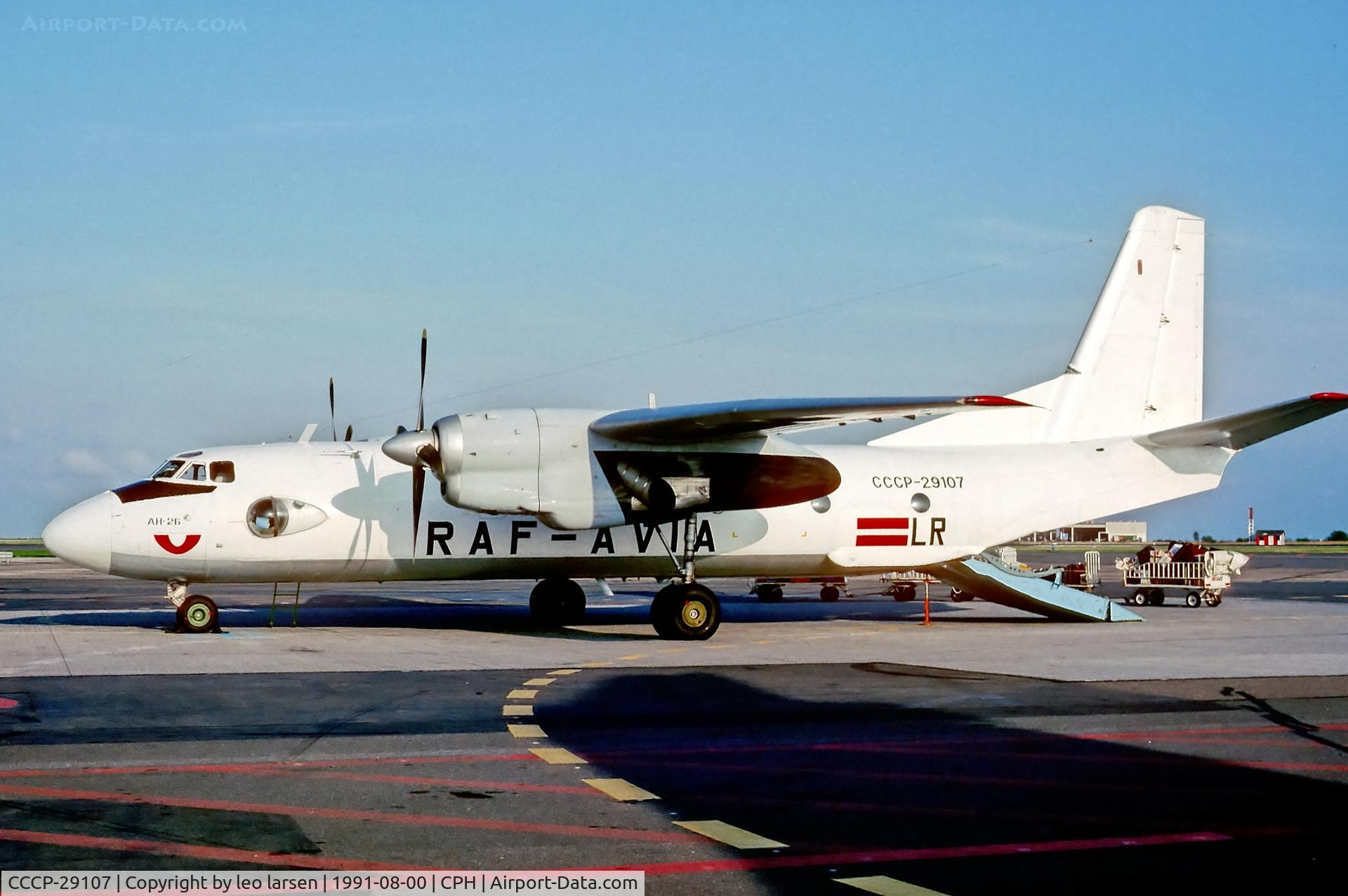 CCCP-29107, 1978 Antonov AN-26 C/N 62 10, Copenhagen August 1991