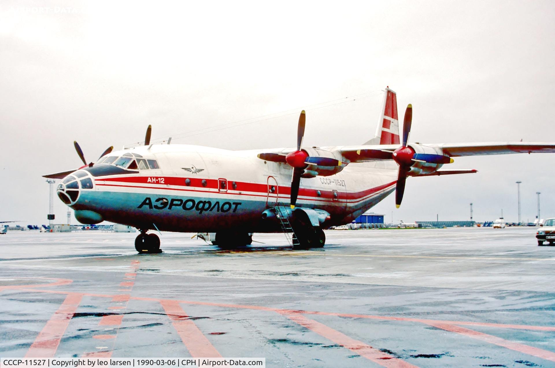 CCCP-11527, 1972 Antonov An-12B C/N 02 34 82 08, Copenhagen 6.3.1990