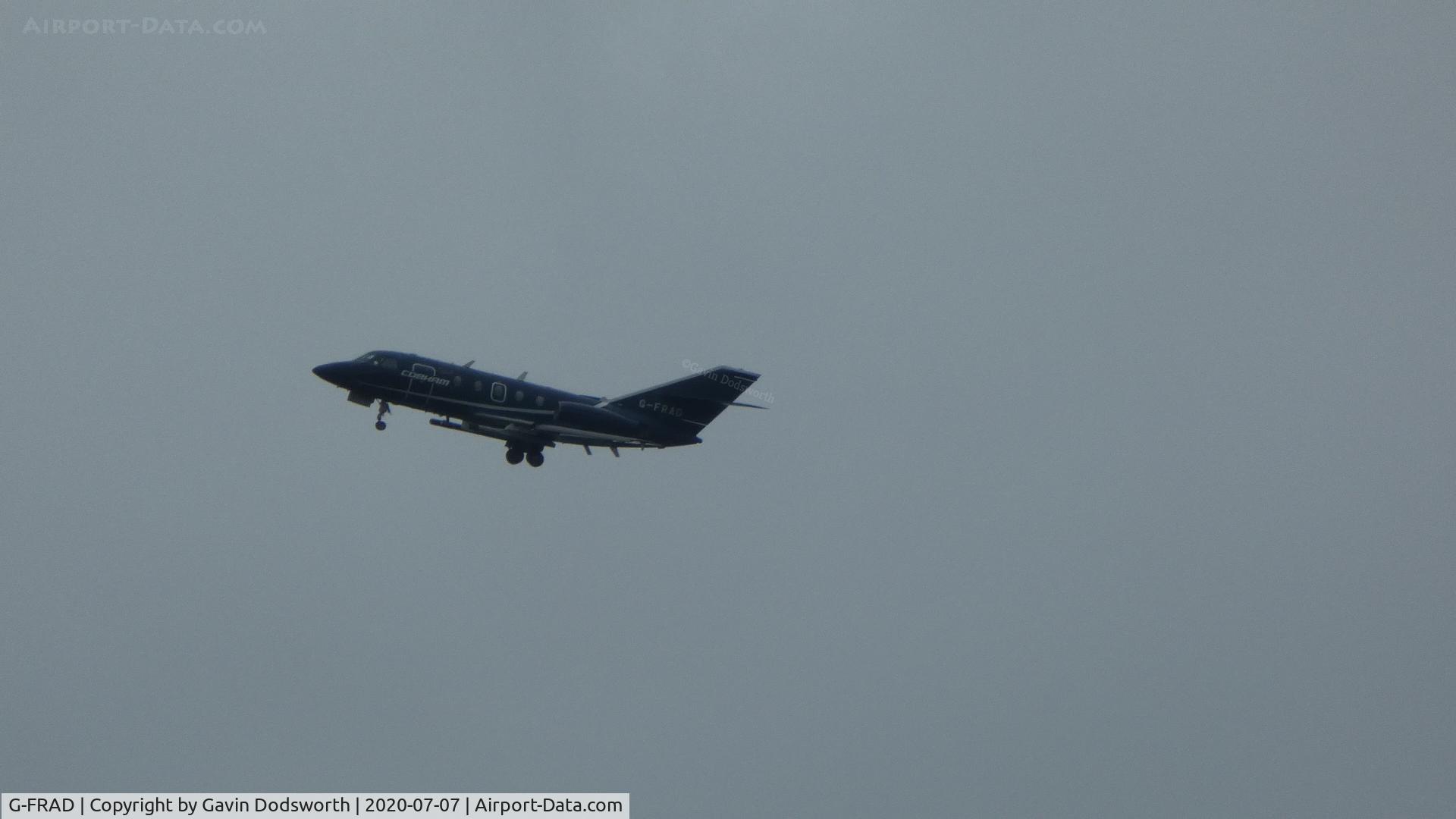 G-FRAD, 1975 Dassault Falcon (Mystere) 20DC C/N 304, Over Darlington on July 7th heading back to Teesside Airport