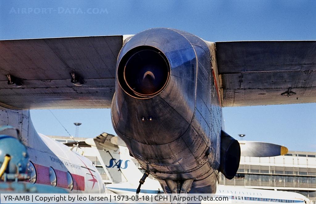 YR-AMB, 1971 Antonov An-24RV C/N 17306905, Copenhagen 18.3.1973.In starboard nacelle 
Tumansky RU-19-300 auxiliary turbojet with
1984 lbs(900 kg)  Thrust.